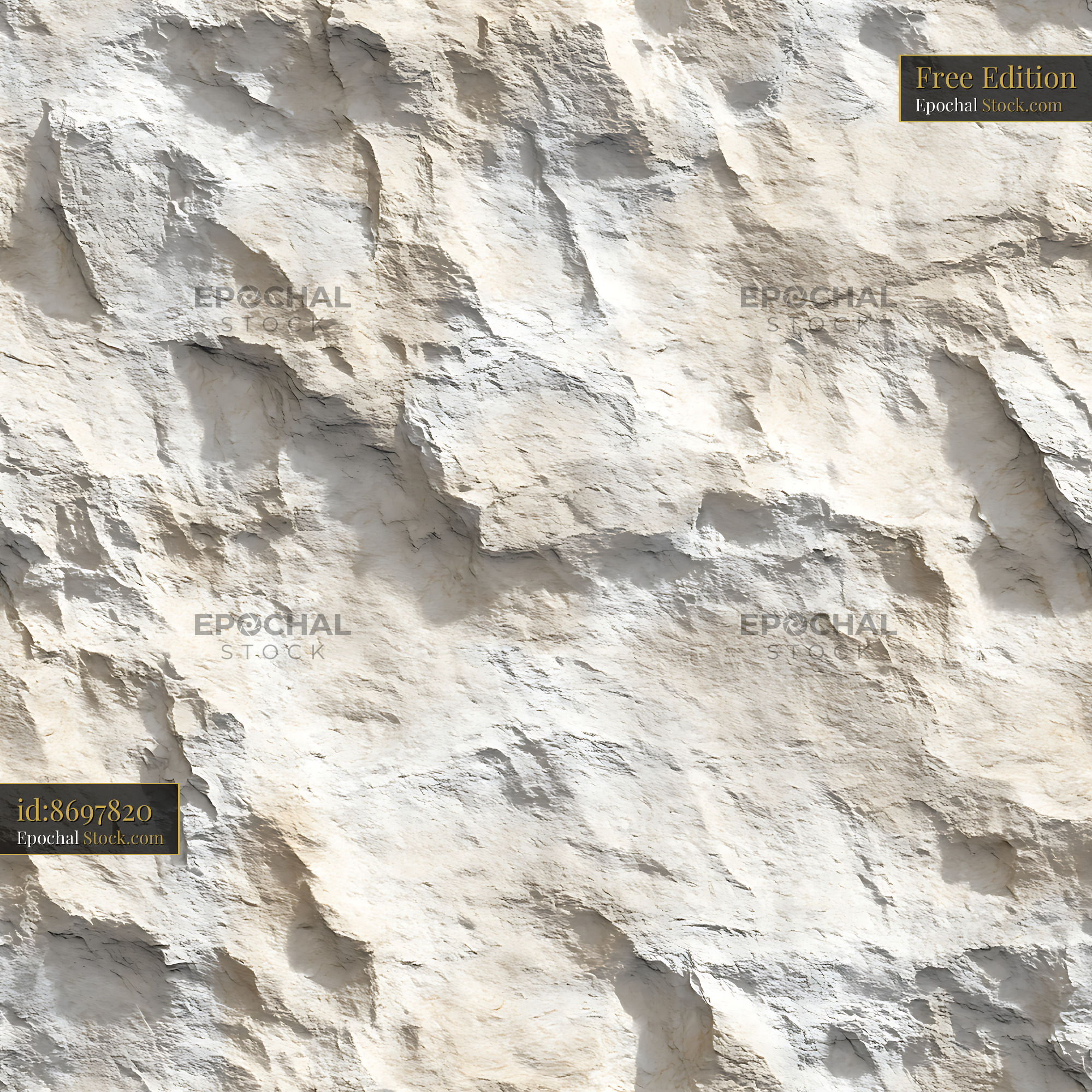 White Craggy Rock Stone Texture Seamless Pattern - stock photo