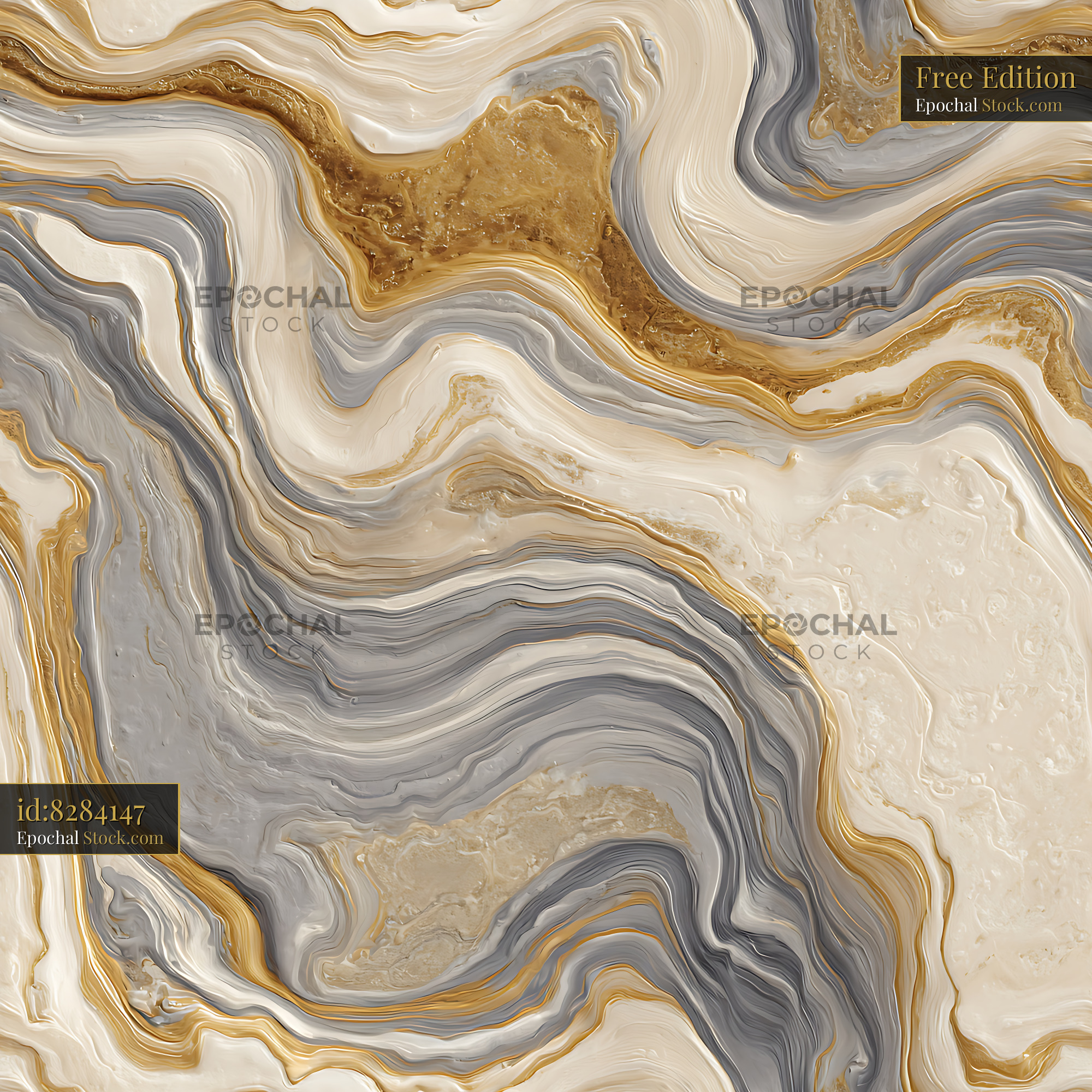 Gold and Grey Liquid Marble Seamless Pattern - stock photo