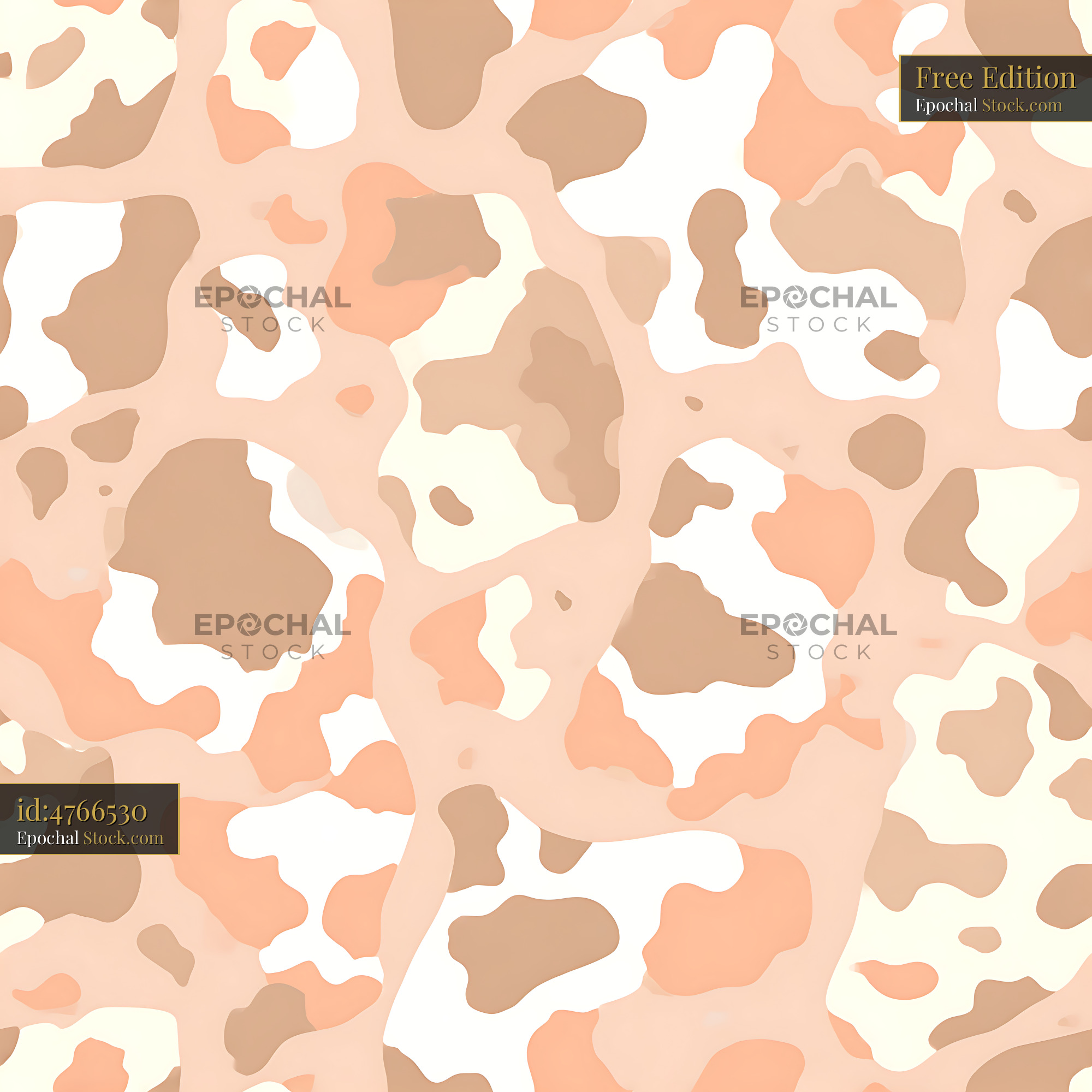 Peach and Tan Organic Cow Print Seamless Pattern - stock photo