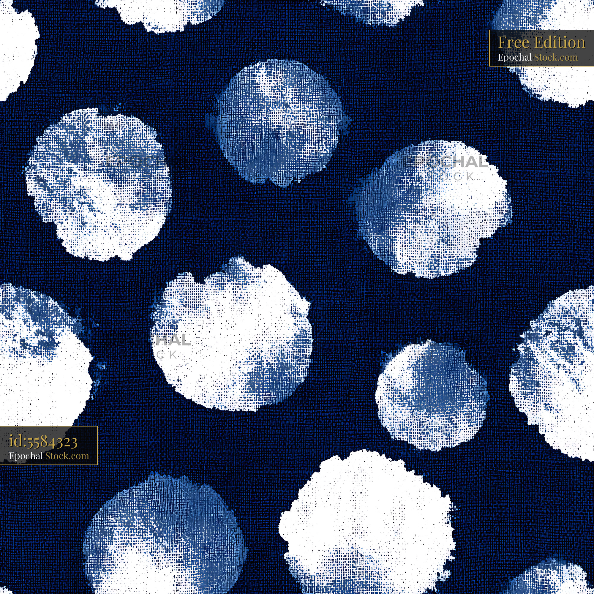 Indigo Shibori Textured Polka Dot Seamless Pattern - stock photo