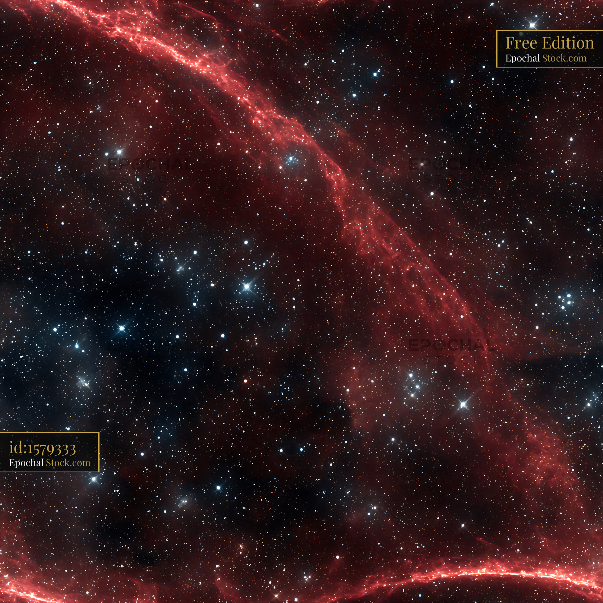 Deep Space Red Nebula Galaxy Seamless Pattern - stock photo