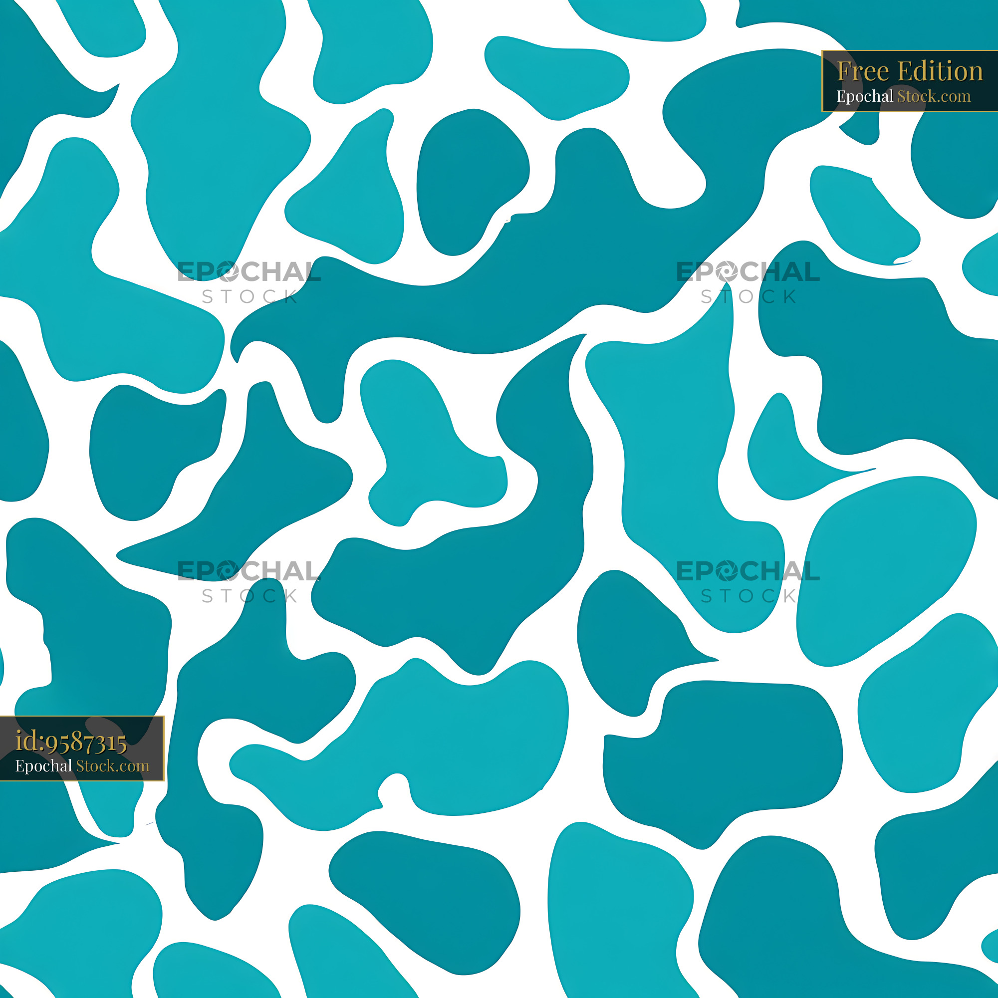 Turquoise Organic Amoeba Shapes Seamless Pattern - stock photo