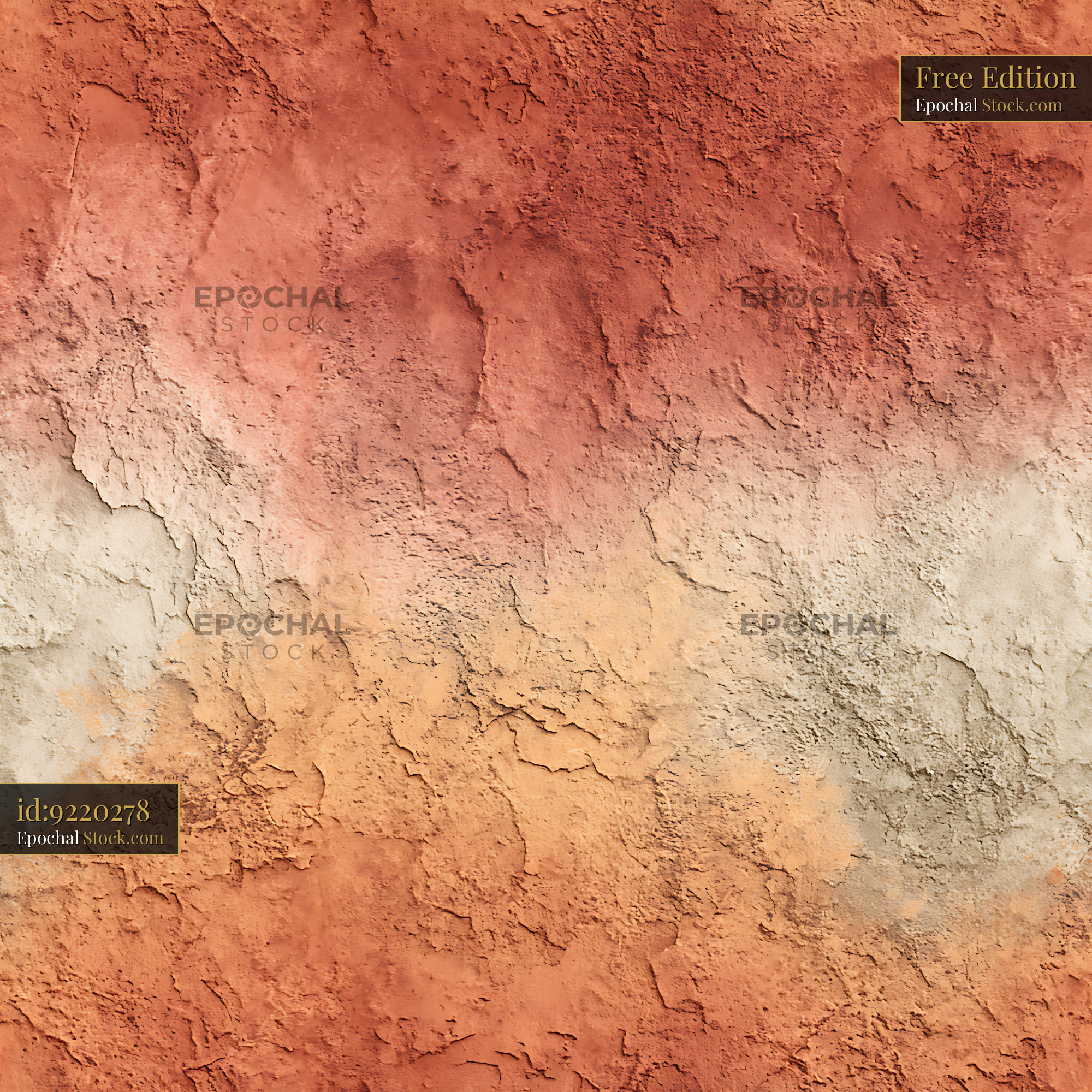 Earthy Terracotta Plaster Wall Seamless Pattern - stock photo