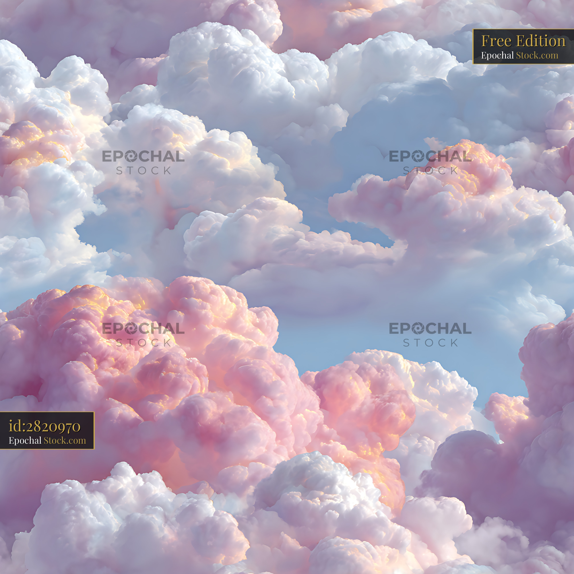 Dreamy Pastel Pink Cloud Sky Seamless Pattern - stock photo