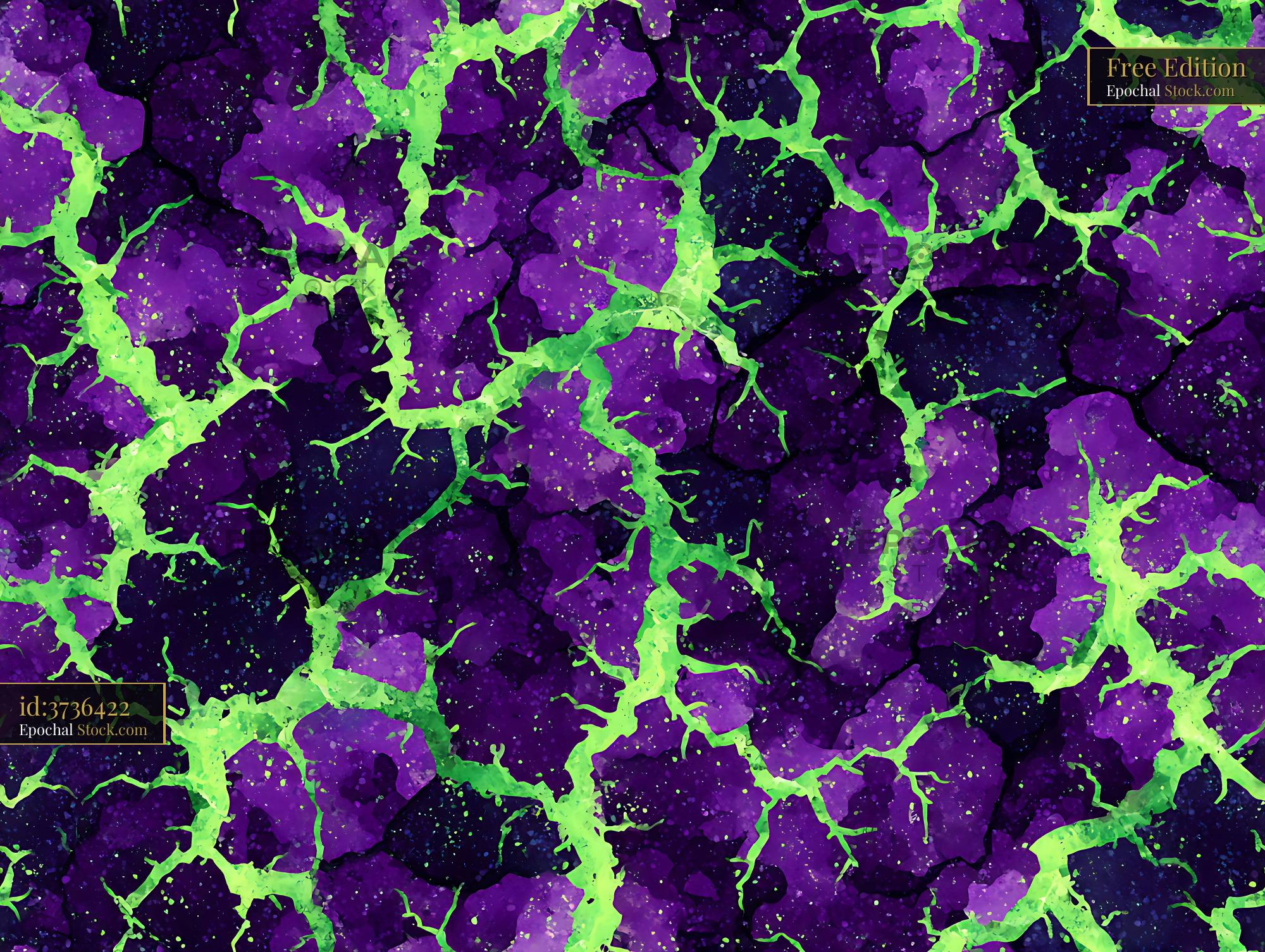 Toxic Green Lightning on Purple Seamless Pattern - stock photo
