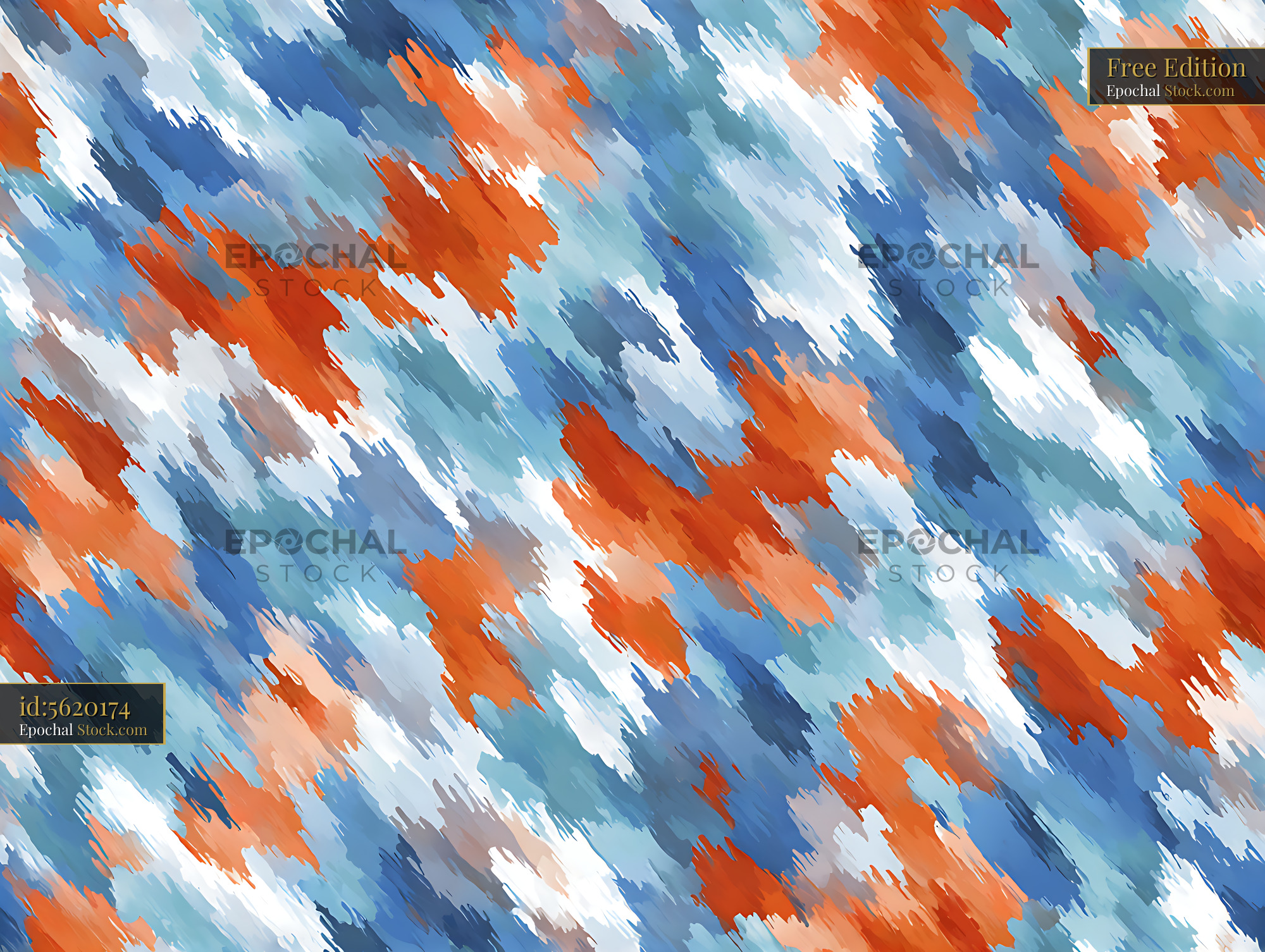 Abstract Painterly Ikat Brushstroke Seamless Patte - stock photo