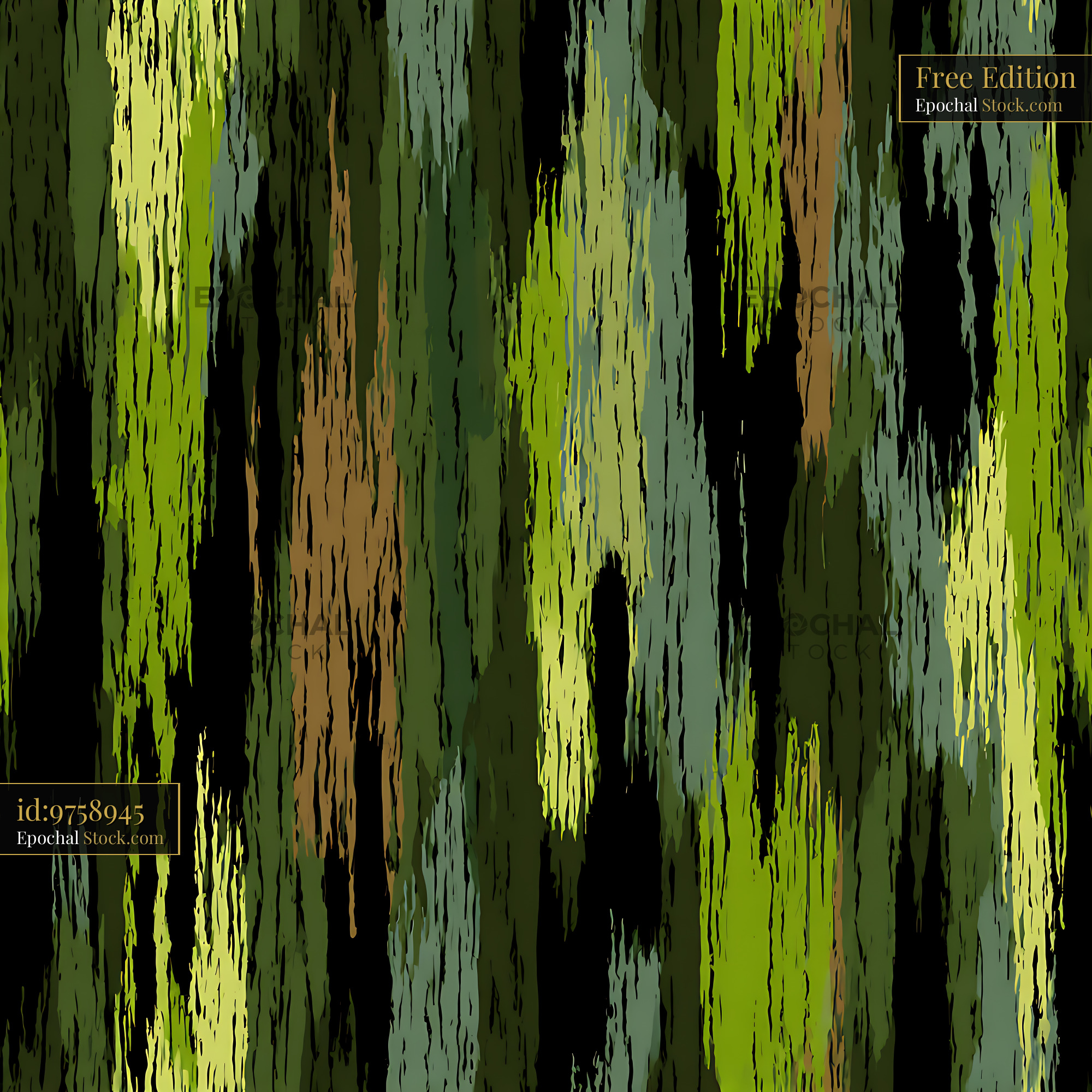 Earthy Moss Green Abstract Ikat Seamless Pattern - stock photo