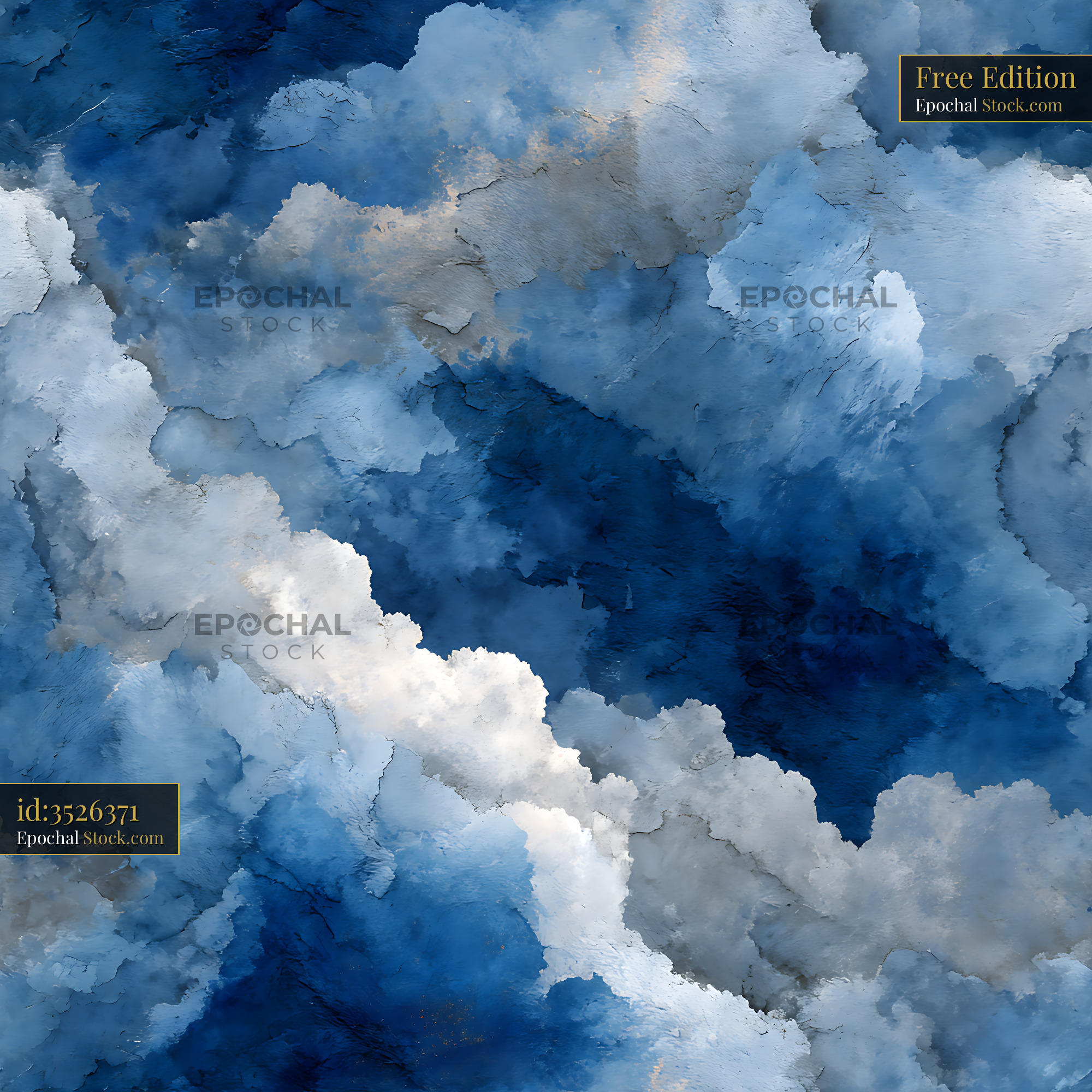 Abstract Indigo Cloud Texture Seamless Pattern - stock photo