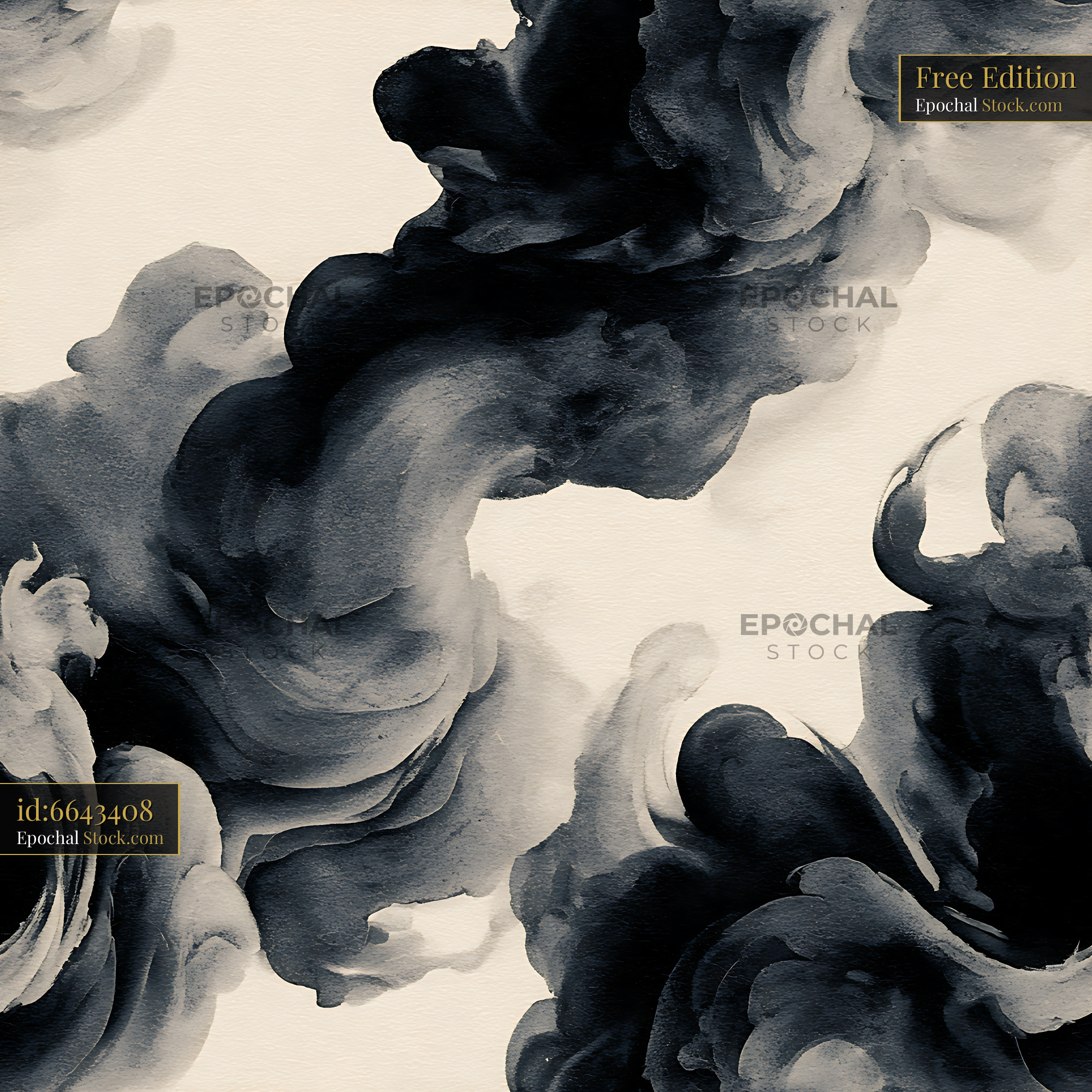 Abstract Charcoal Ink Wash Smoke Seamless Pattern - stock photo