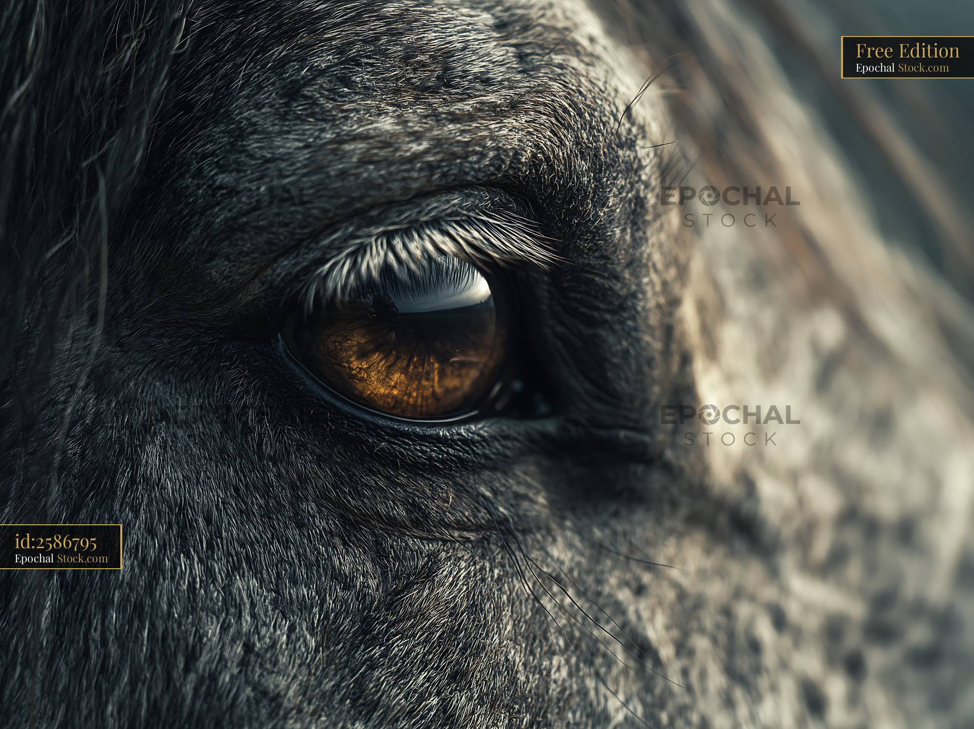 Close-up of a dark cat's eye with golden amber iris and intense gaze