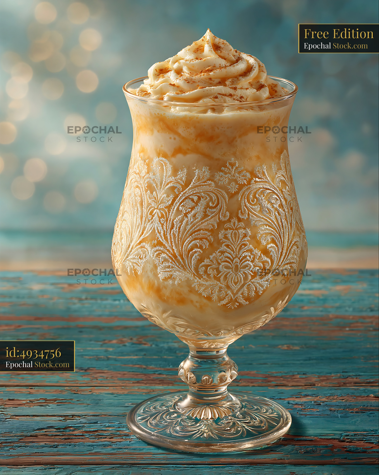 Pawpaw punch milkshake with whipped cream in an ornate glass - stock photo