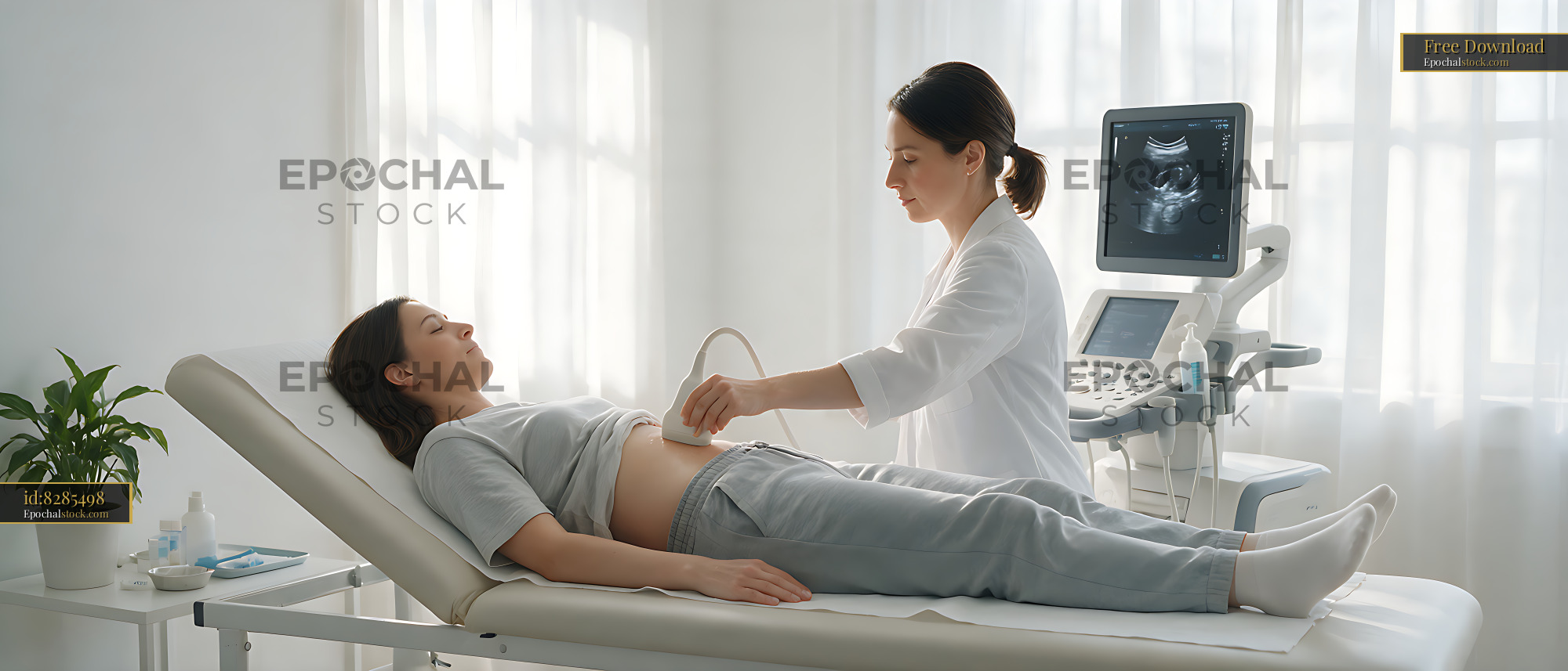 Watermarked full-resolution preview of Sonographer Conducting an Ultrasound Examination