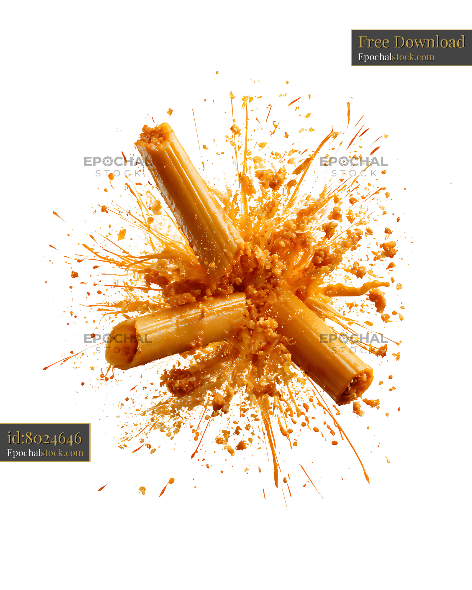 Watermarked full-resolution preview of Filled pasta with orange sauce splash on white