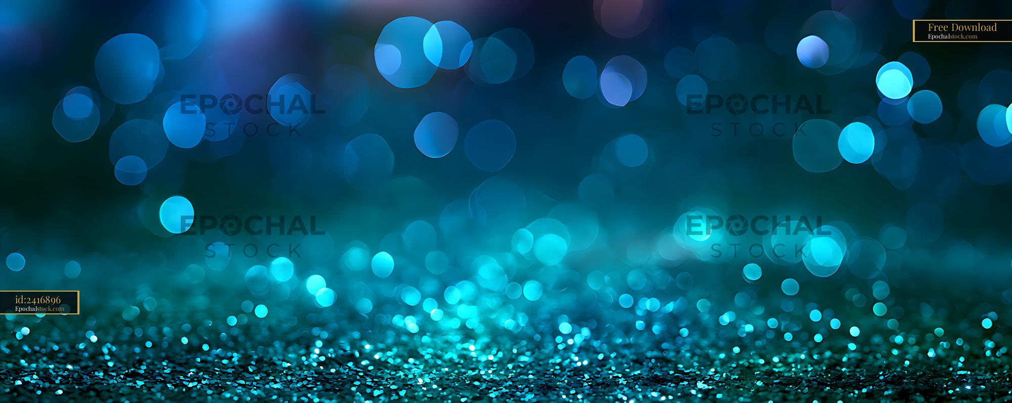 Watermarked full-resolution preview of Blue turquoise bokeh lights over sparkling texture