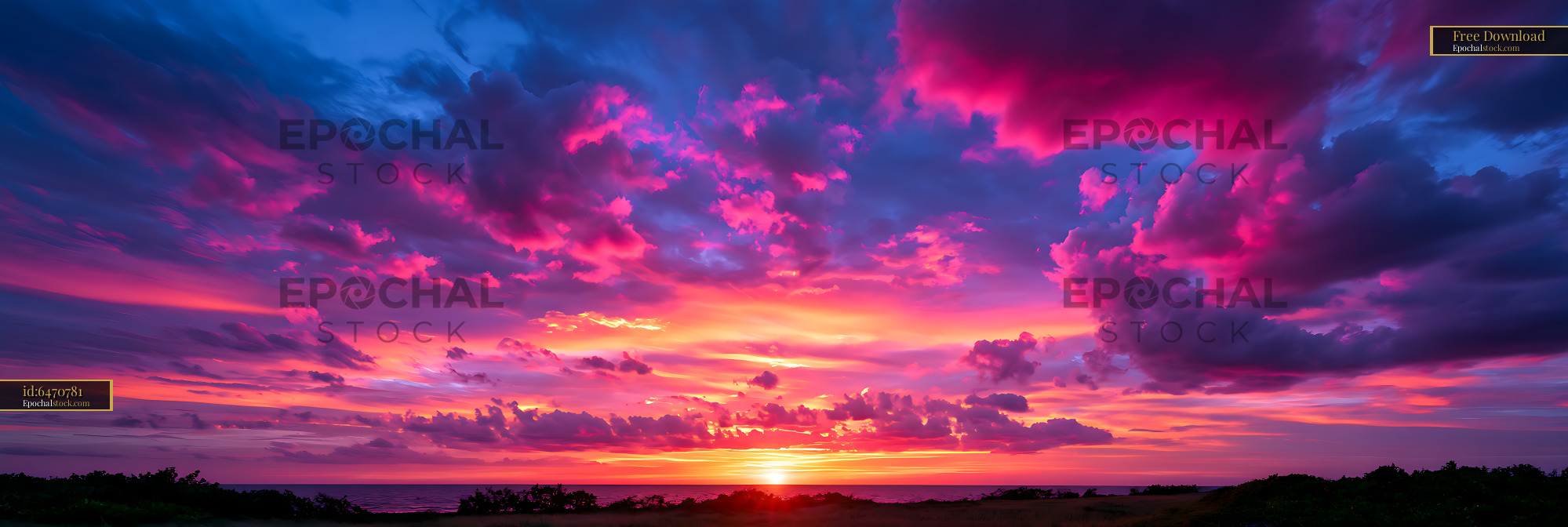 Watermarked full-resolution preview of Colorful Sunset Clouds Above a Coastal Horizon