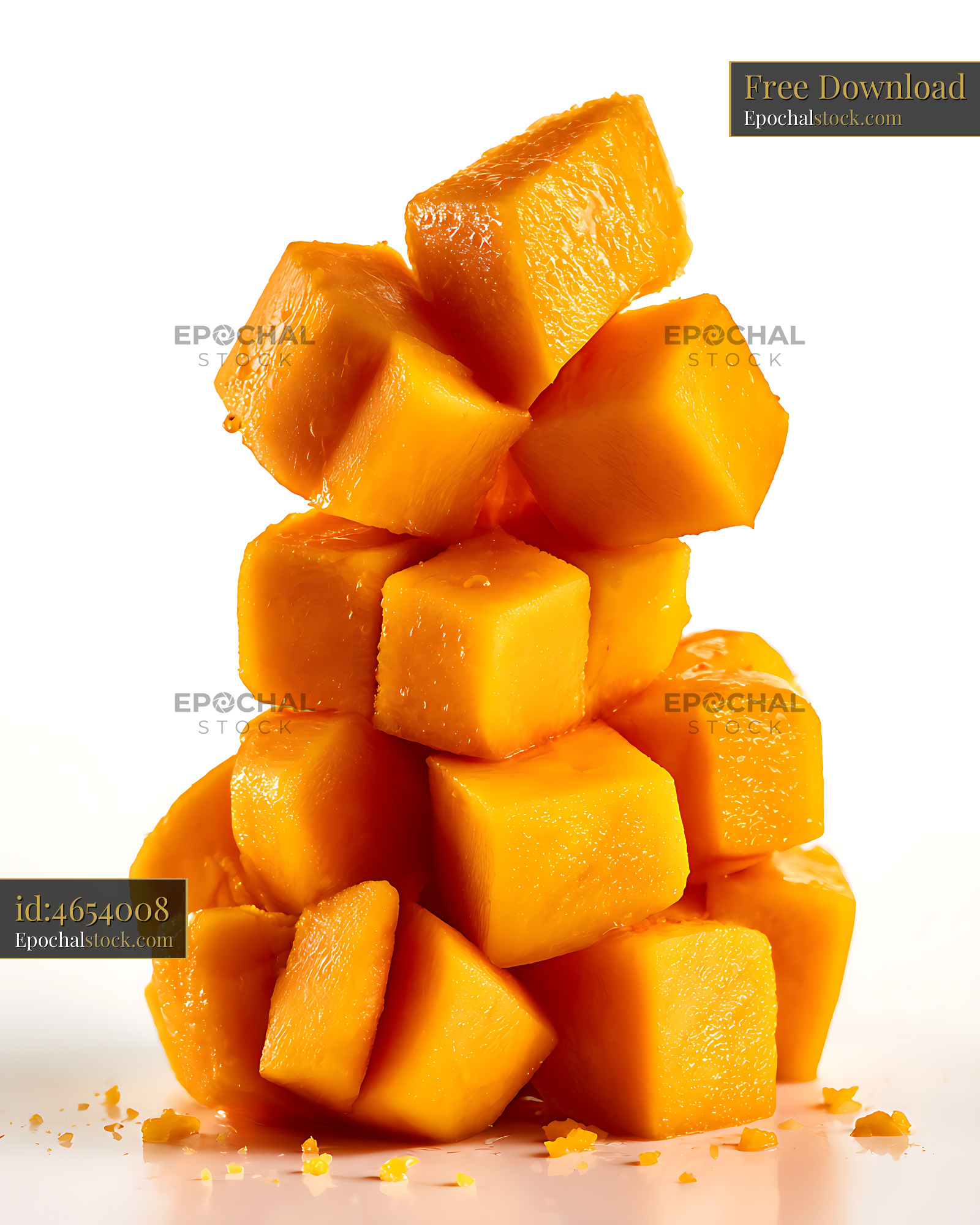 Watermarked full-resolution preview of Glossy mango cubes arranged in a stack