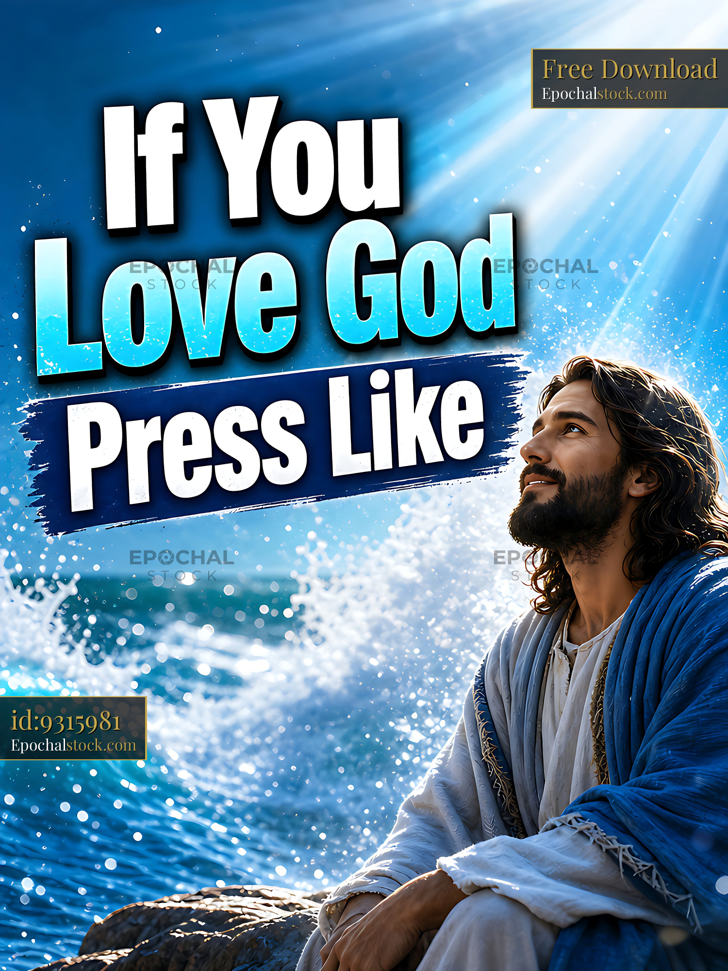 Watermarked full-resolution preview of Jesus figure by the water with motivational text