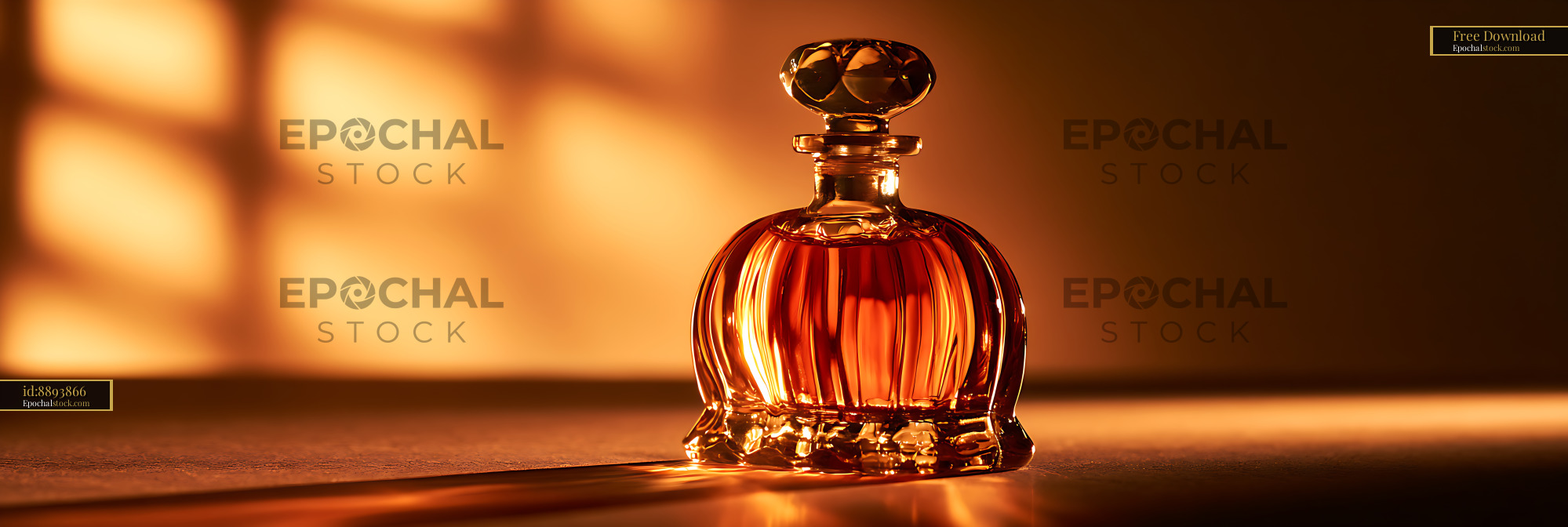 Watermarked full-resolution preview of Amber glass decanter with decorative stopper