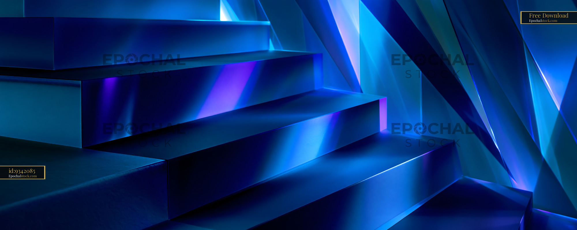Watermarked full-resolution preview of Stairs with blue lighting in a modern interior design