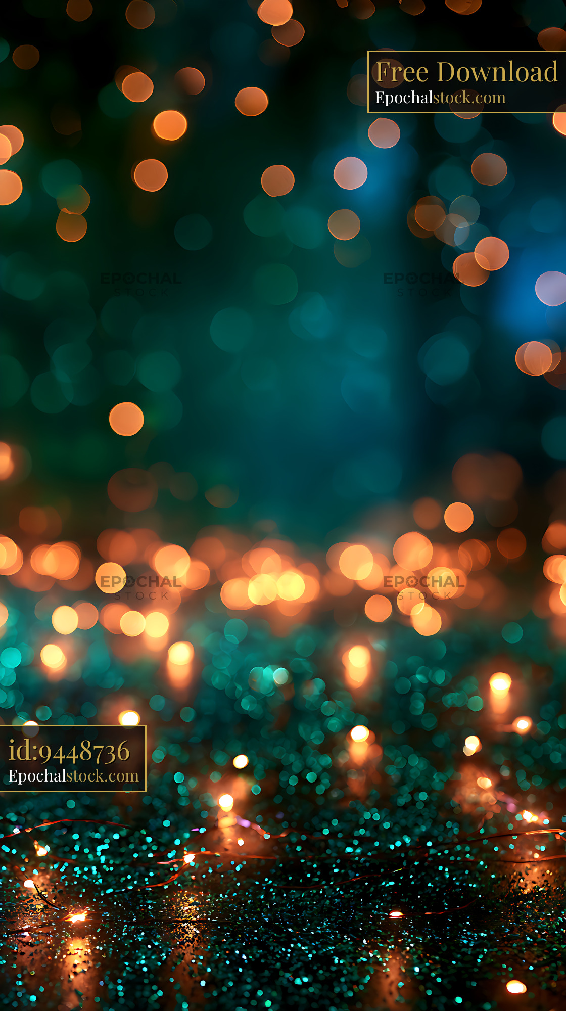 Watermarked full-resolution preview of Teal and orange bokeh reflections on wet ground