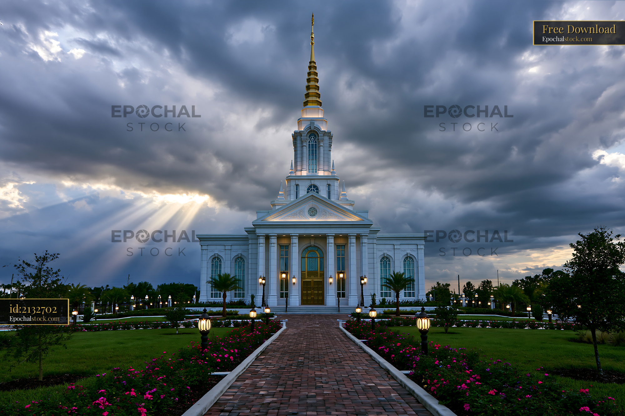 Tampa Architectural Design With Clouds and Light Beams