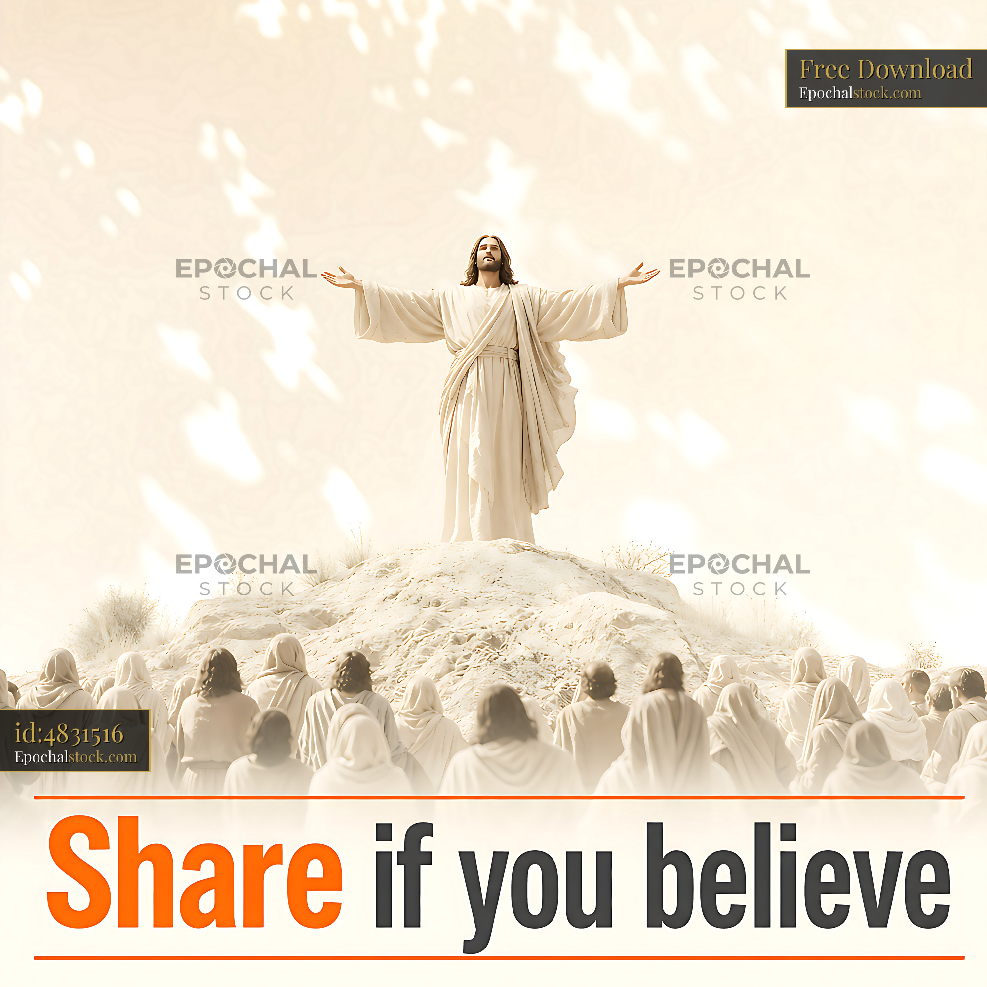Watermarked full-resolution preview of Religious figure on a hill with followers below