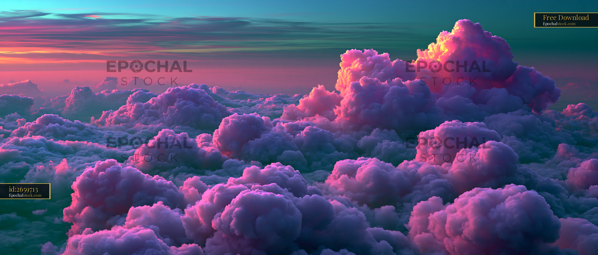 Watermarked full-resolution preview of Vivid sunset light across a vast cloudscape