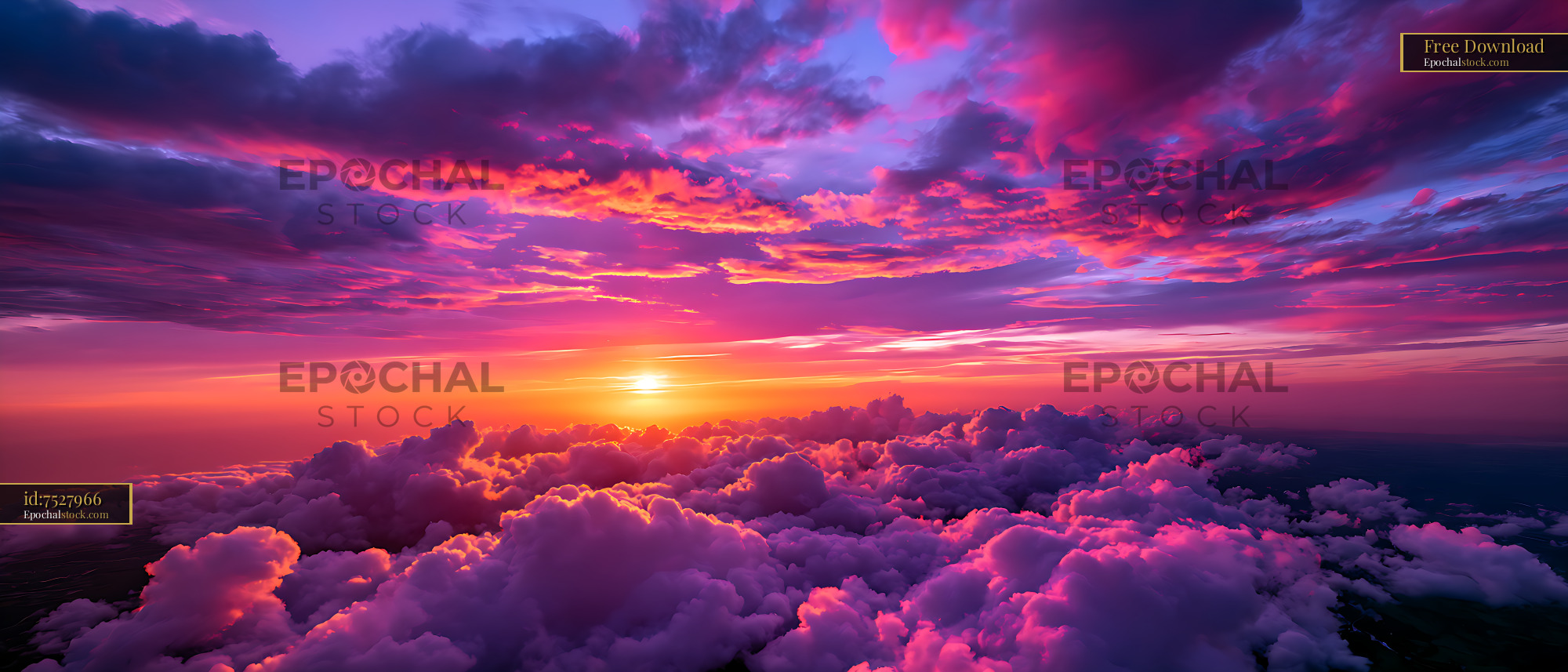 Watermarked full-resolution preview of Colorful sunset over illuminated clouds