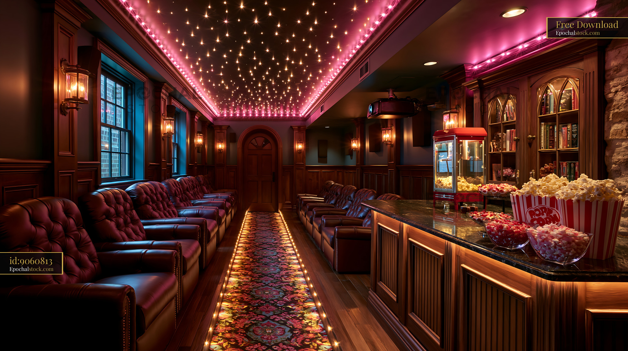 Watermarked full-resolution preview of Cozy indoor space with seating and snack bar