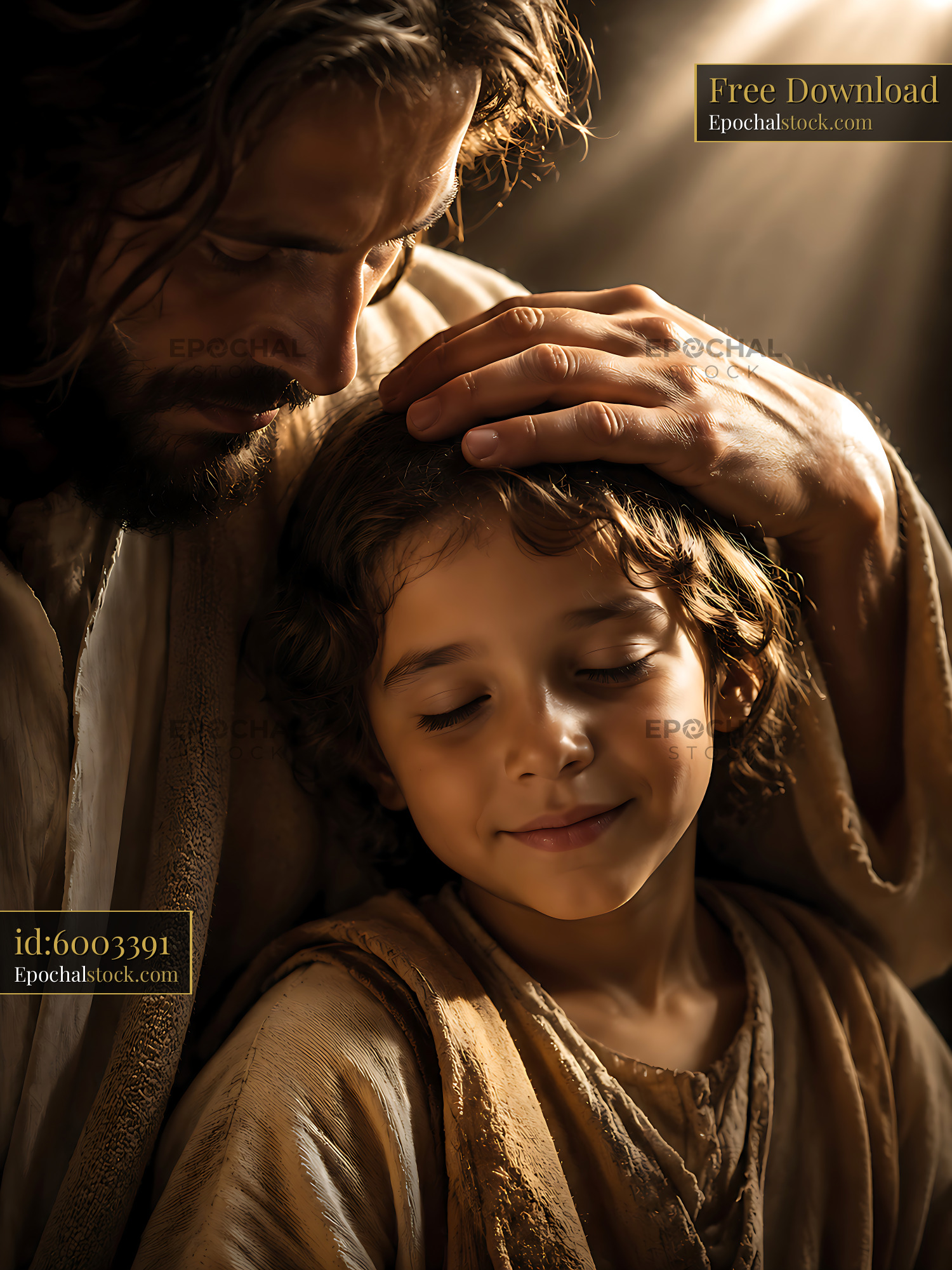 Watermarked full-resolution preview of Father and son sharing a moment of connection and warmth