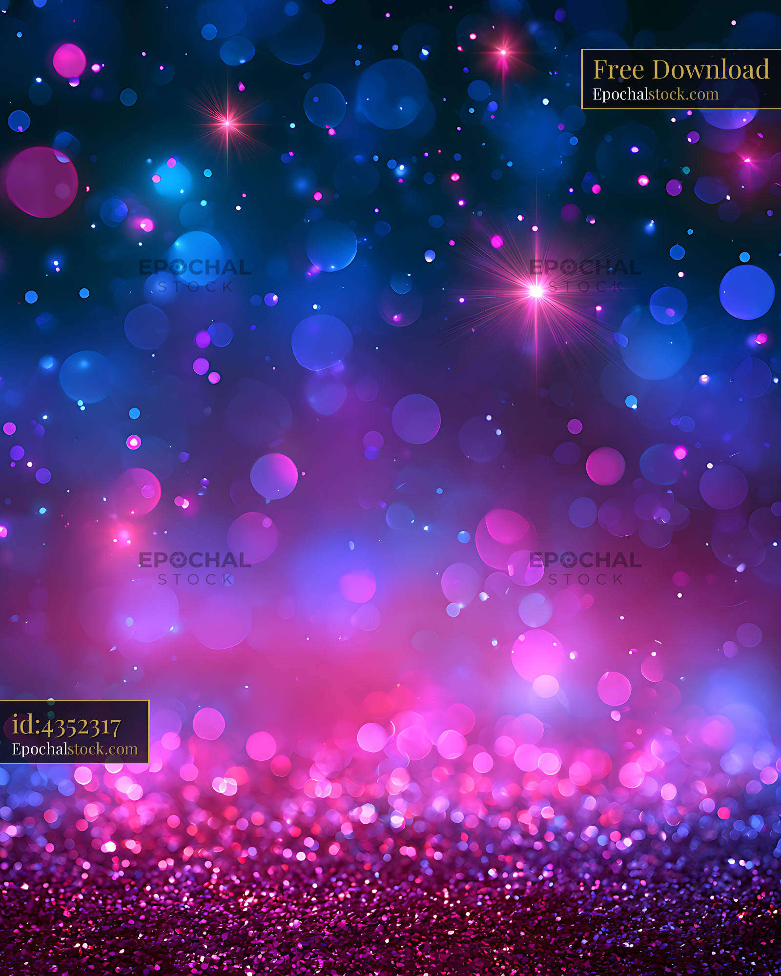 Watermarked full-resolution preview of Colorful neon bokeh with pink and blue glowing lights