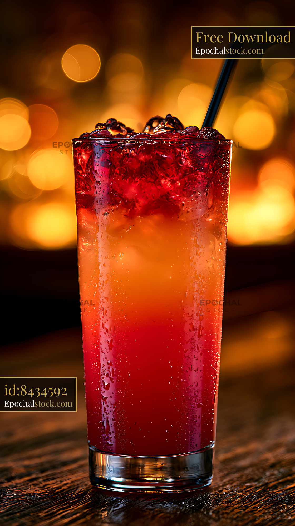 Watermarked full-resolution preview of Red iced beverage in a condensation-covered glass