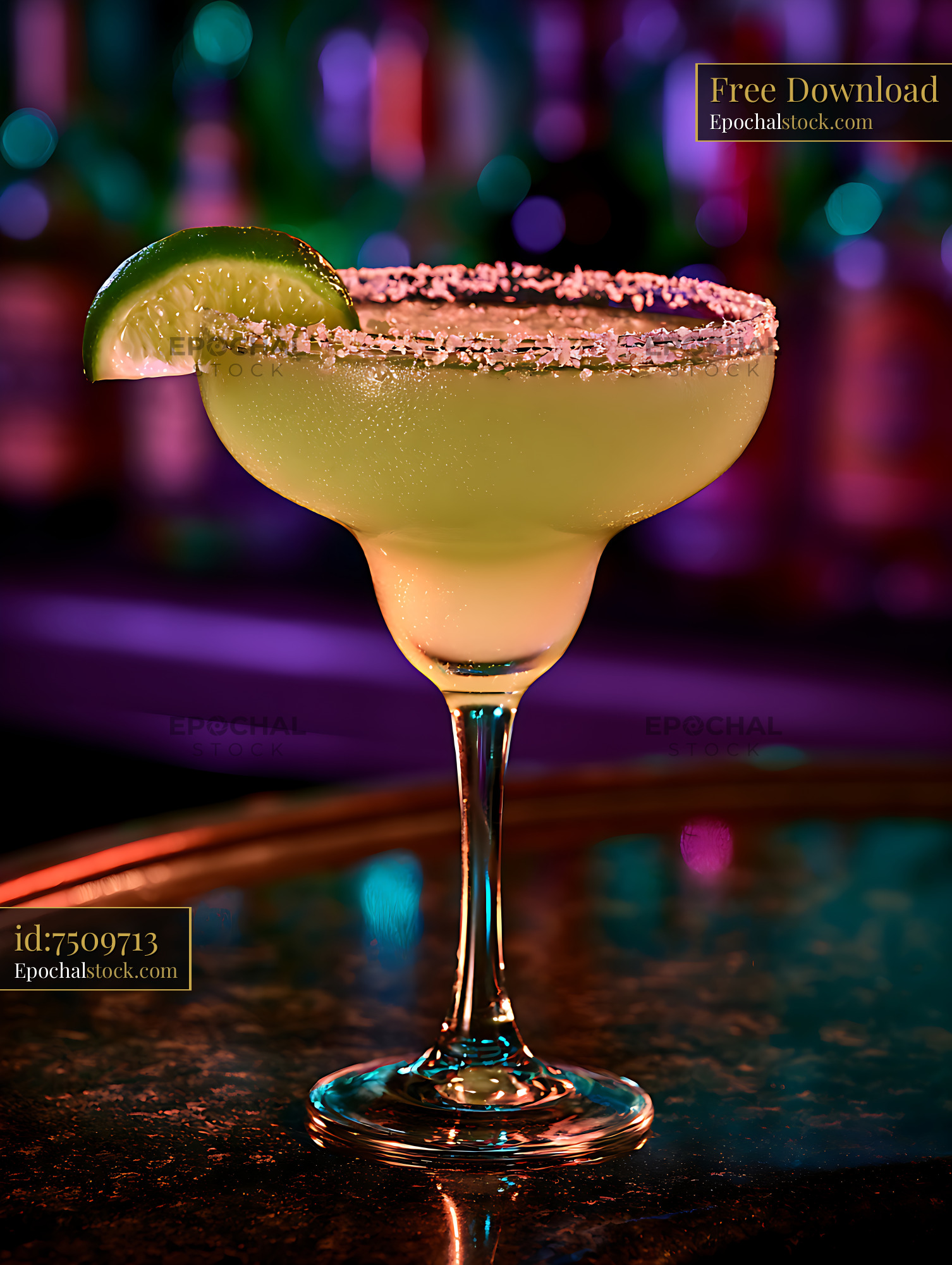 Watermarked full-resolution preview of Salt-rimmed citrus drink with lime wedge