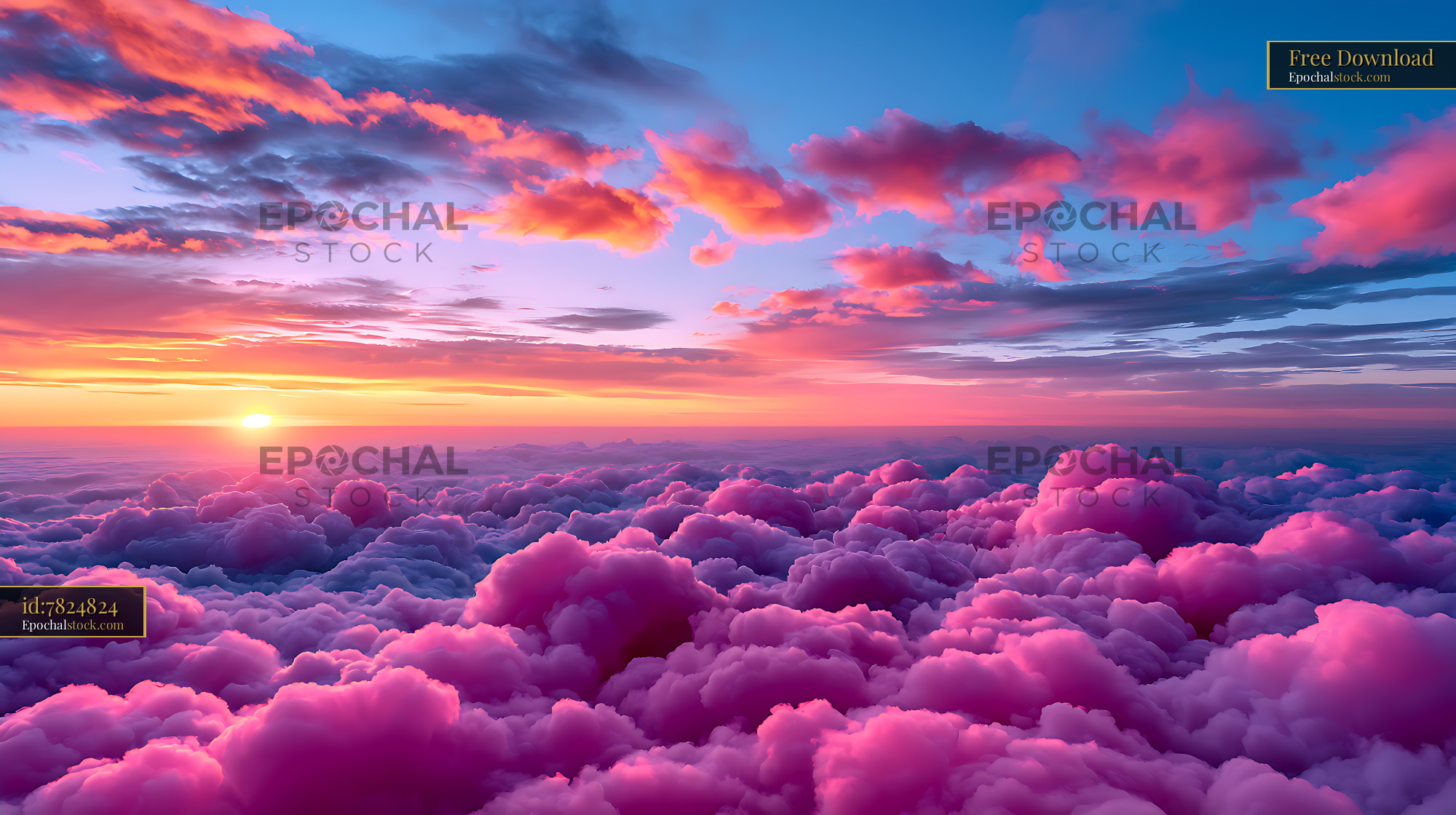 Watermarked full-resolution preview of Colorful sunset and billowing clouds