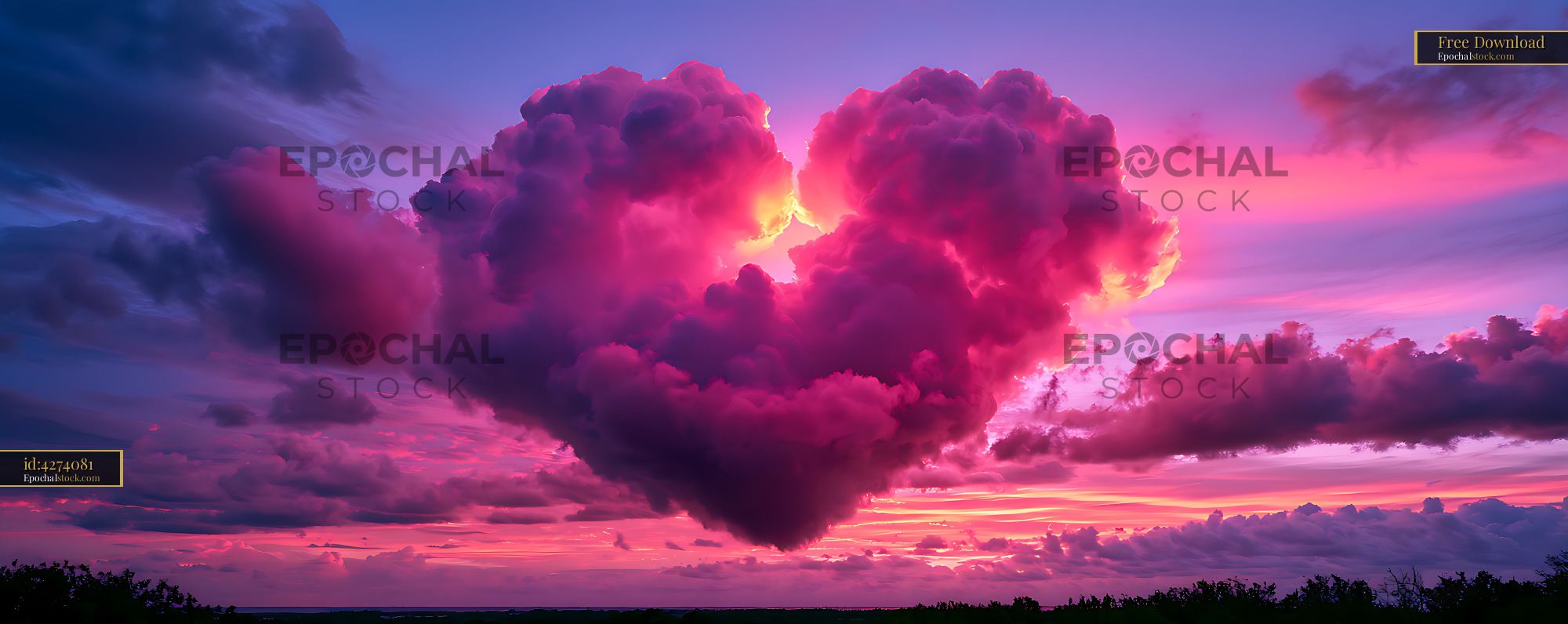 Watermarked full-resolution preview of Vivid pink and purple storm clouds at sunset