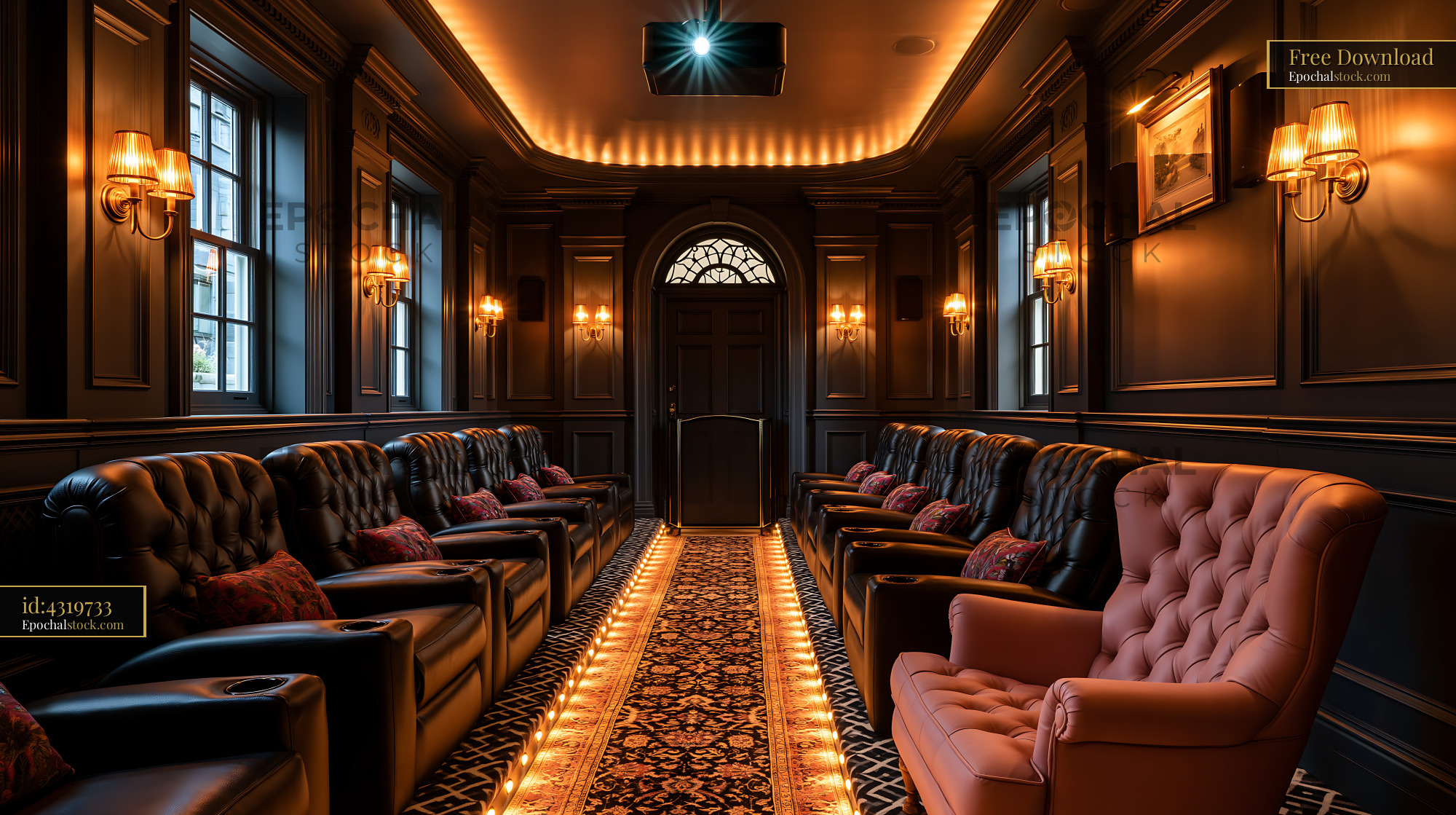 Watermarked full-resolution preview of Elegant hallway in a classic style setting with seating and lighting
