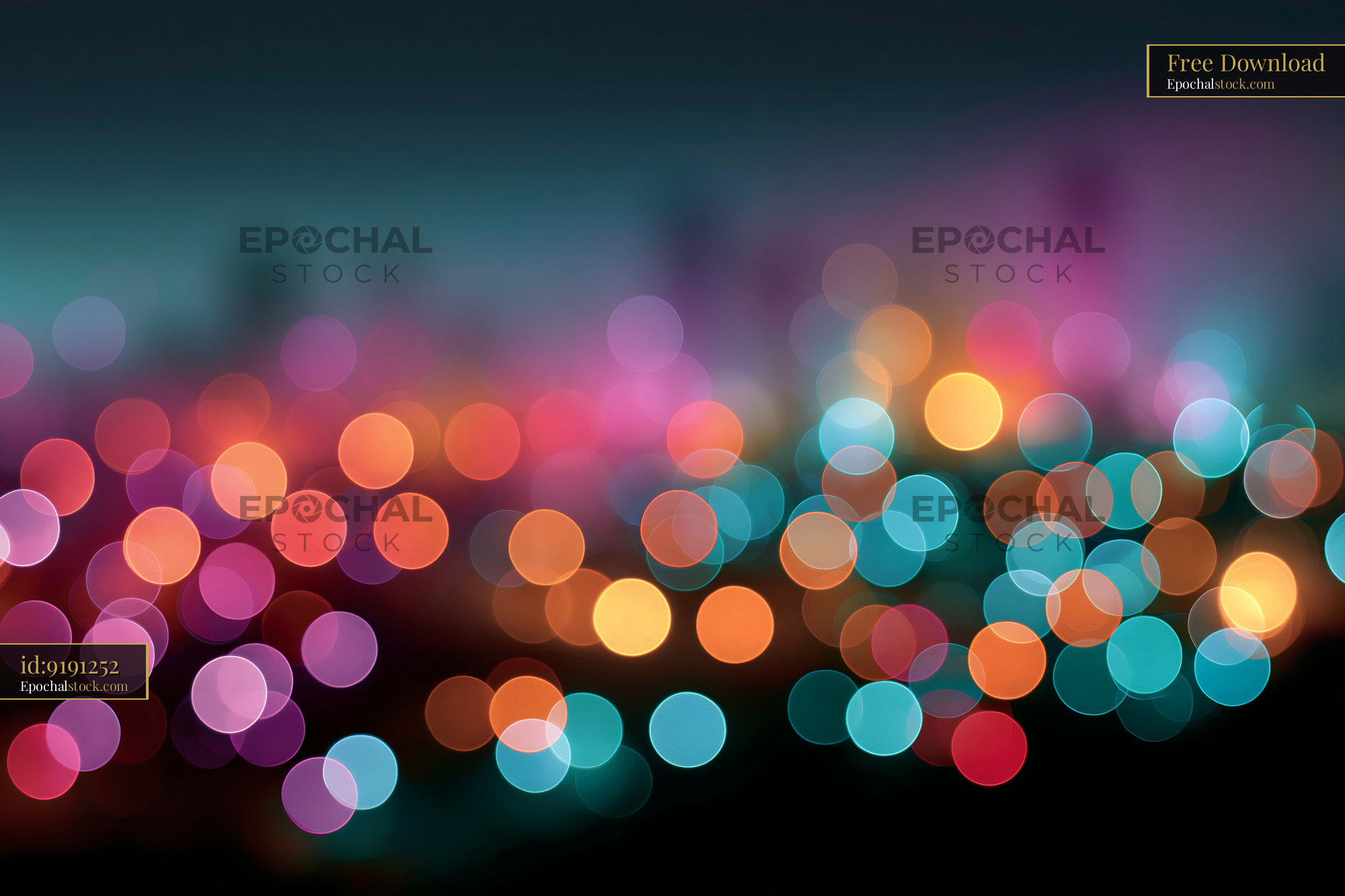 Watermarked full-resolution preview of Colorful bokeh lights creating a vibrant nighttime scene