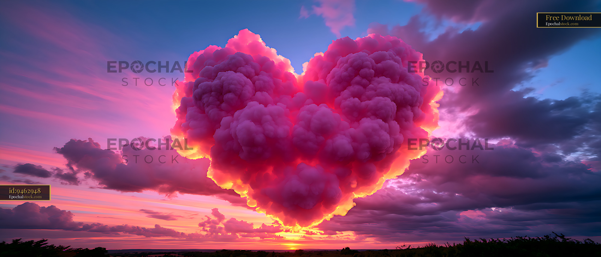 Watermarked full-resolution preview of Vivid pink storm cloud over a sunset horizon