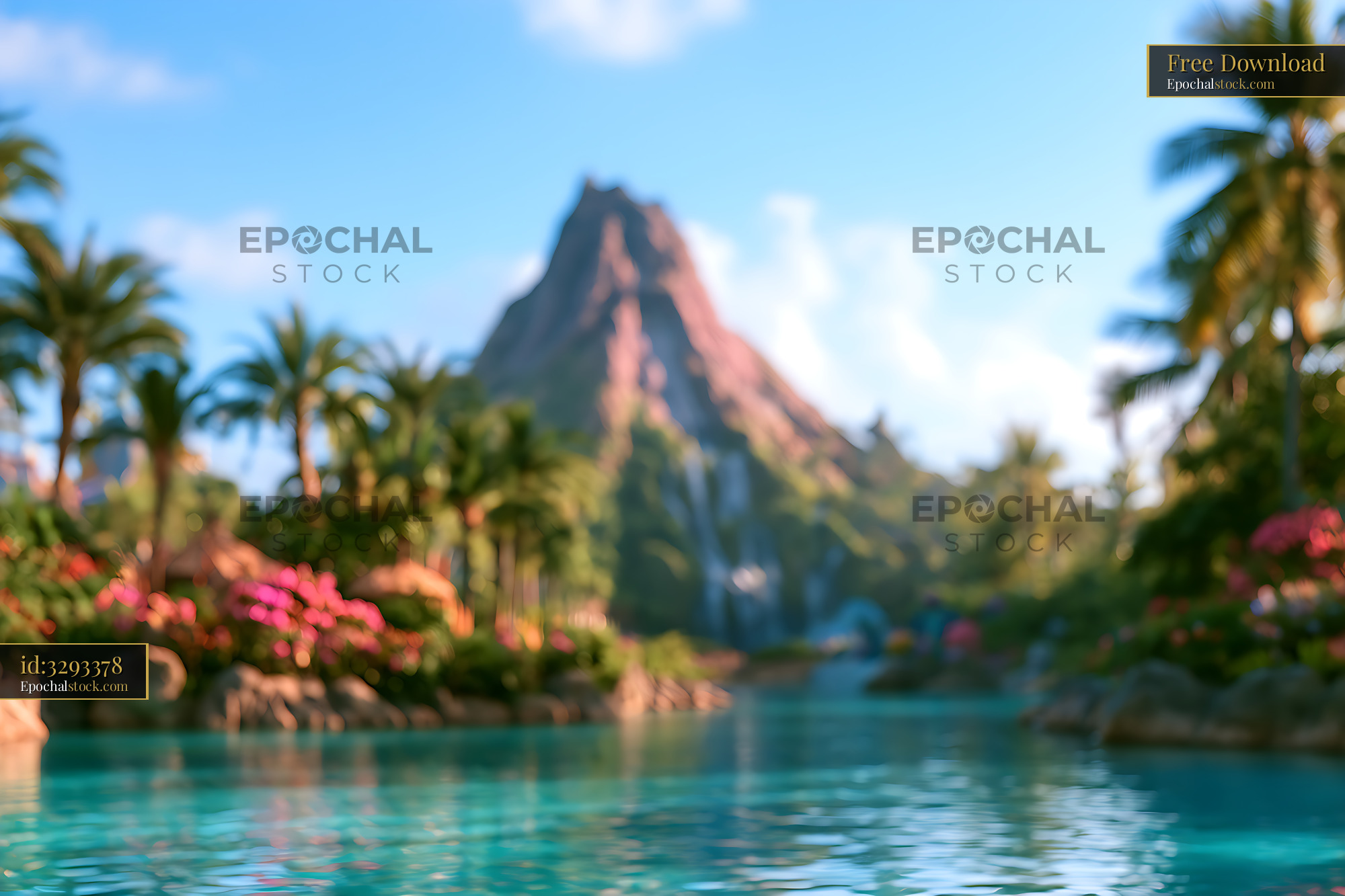 Watermarked full-resolution preview of Soft focus tropical lagoon landscape