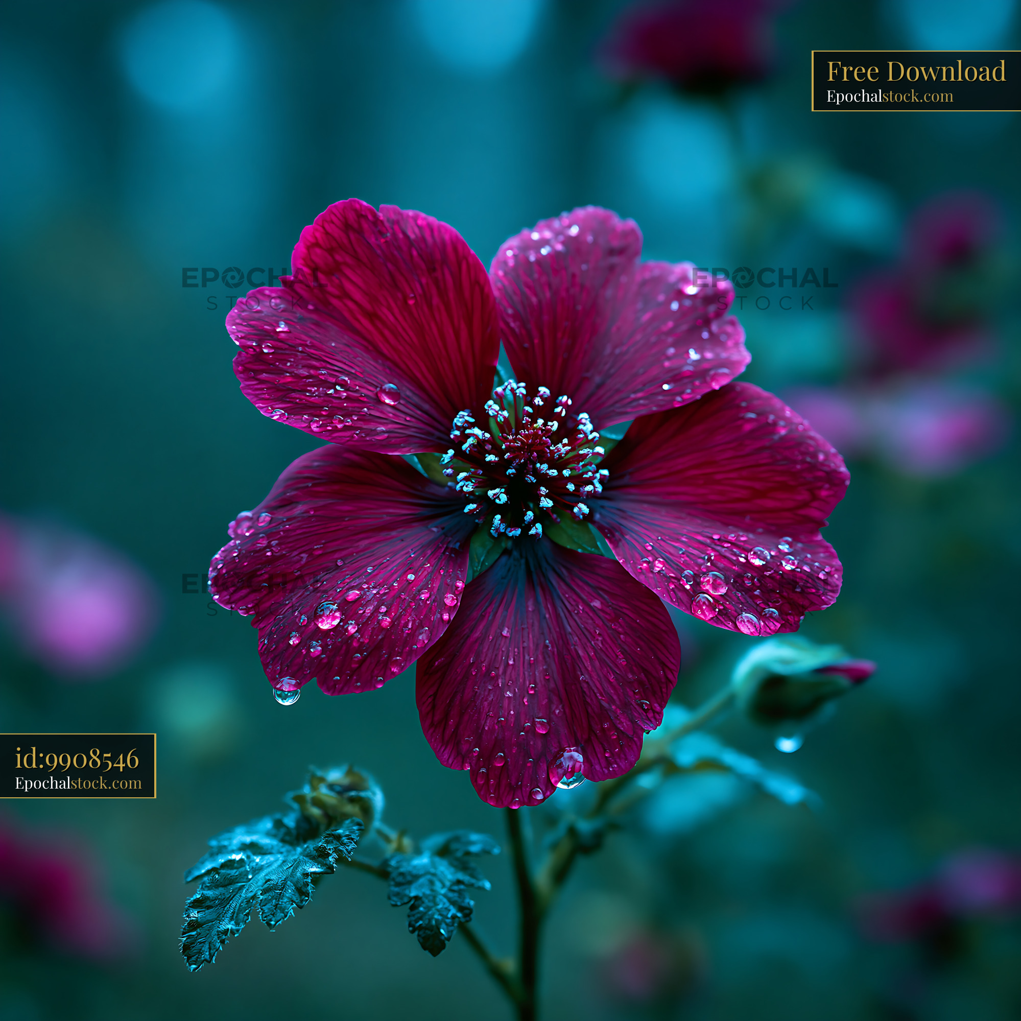 Watermarked full-resolution preview of Flower with droplets in a garden setting during the day
