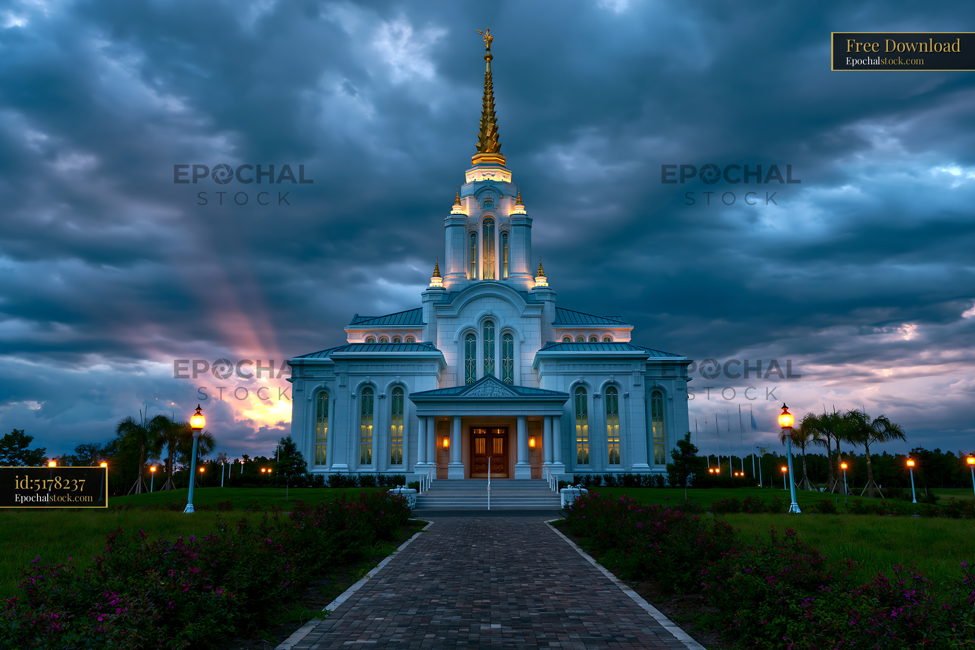 Watermarked full-resolution preview of Architecture of a religious building under a cloudy sky