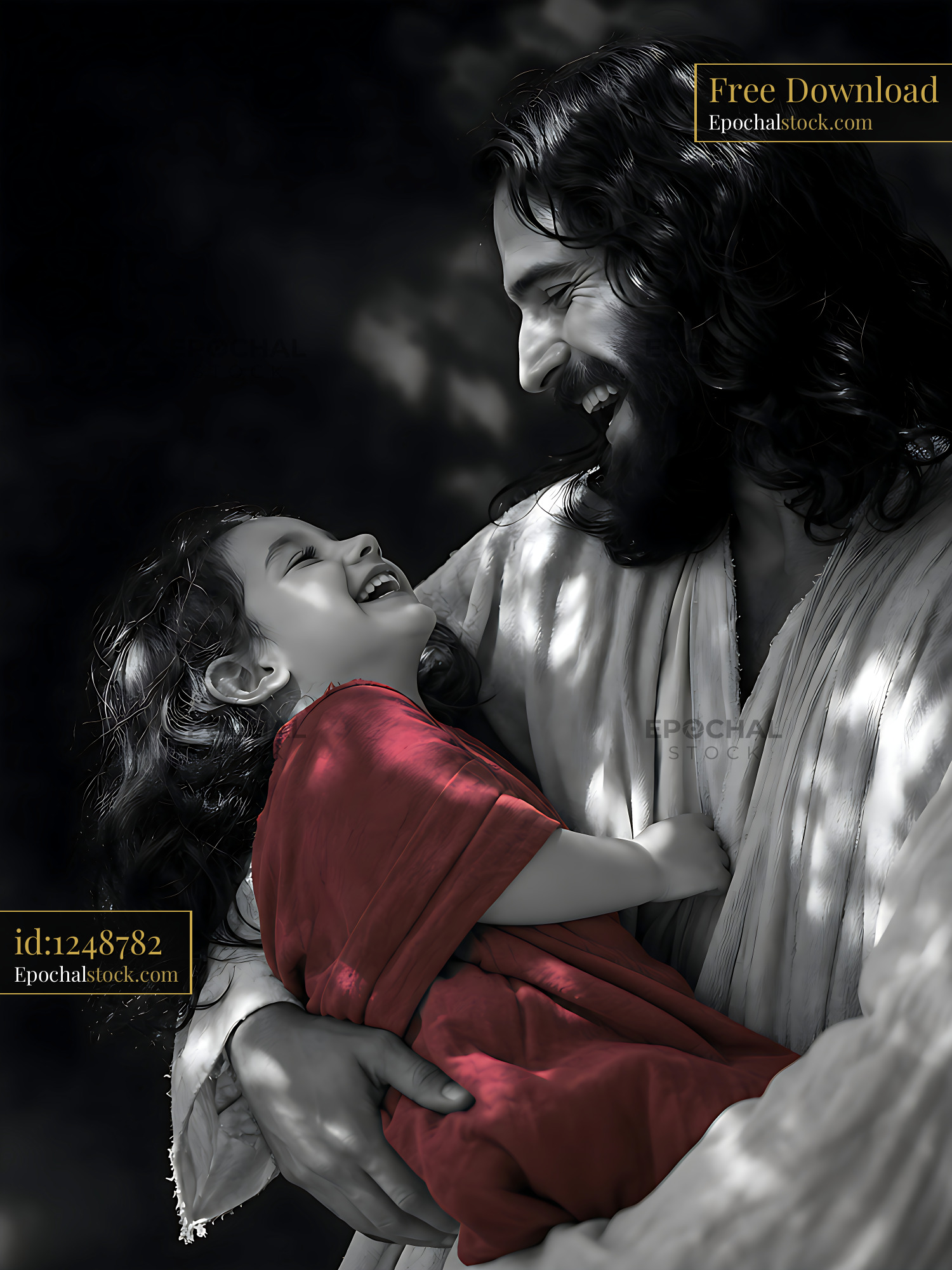 Father and Child Share Joy in Warm Embrace Under Sunlight - stock photo