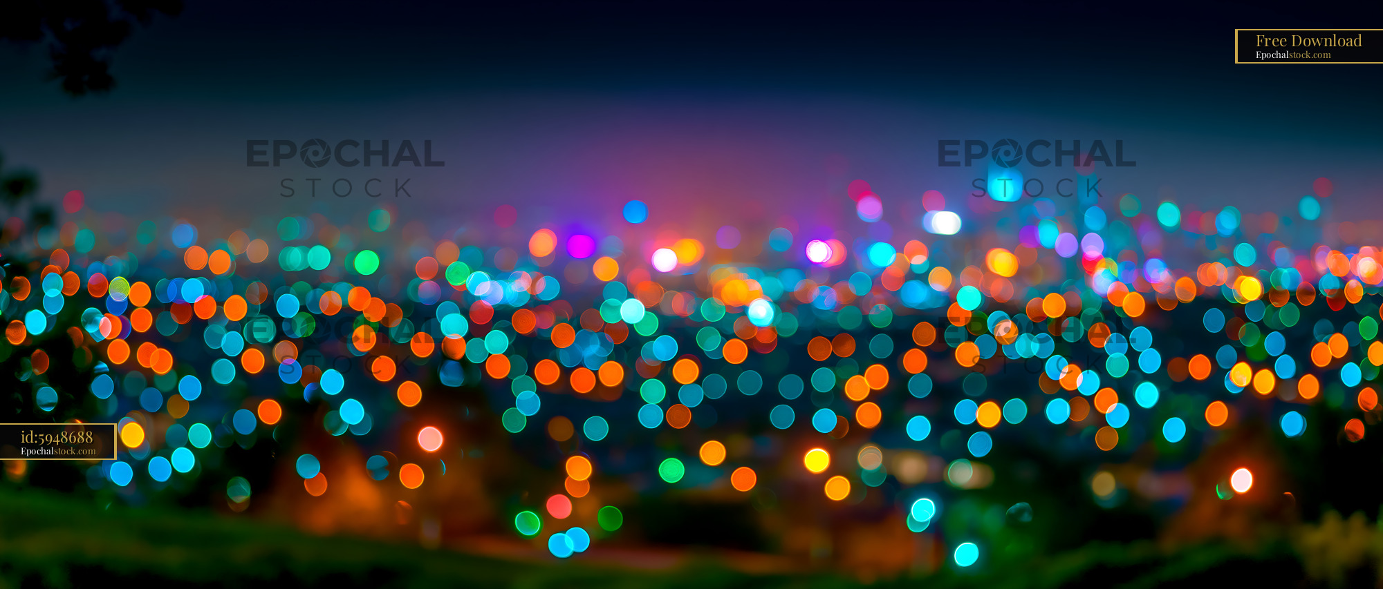 City Lights Create Colorful Bokeh at Night With Blurred Effect - stock photo