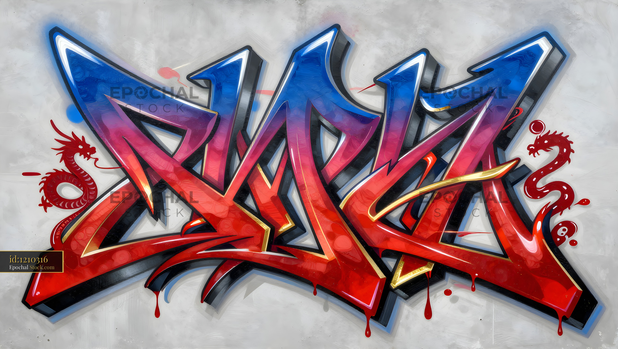 Colorful graffiti artwork on a city wall Premium Stock Image