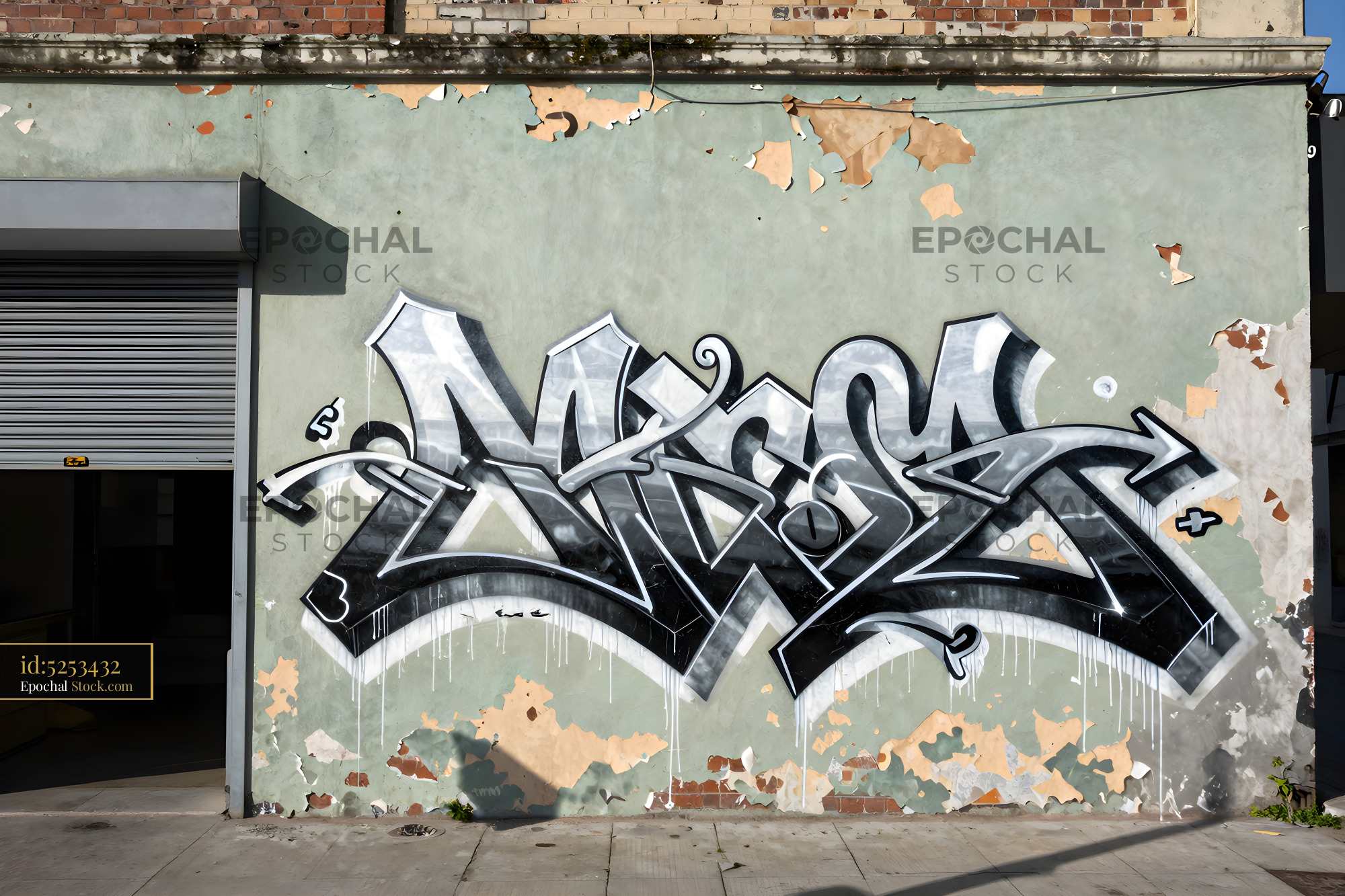 Graffiti artwork on a wall in an urban area during the day Premium Stock Image