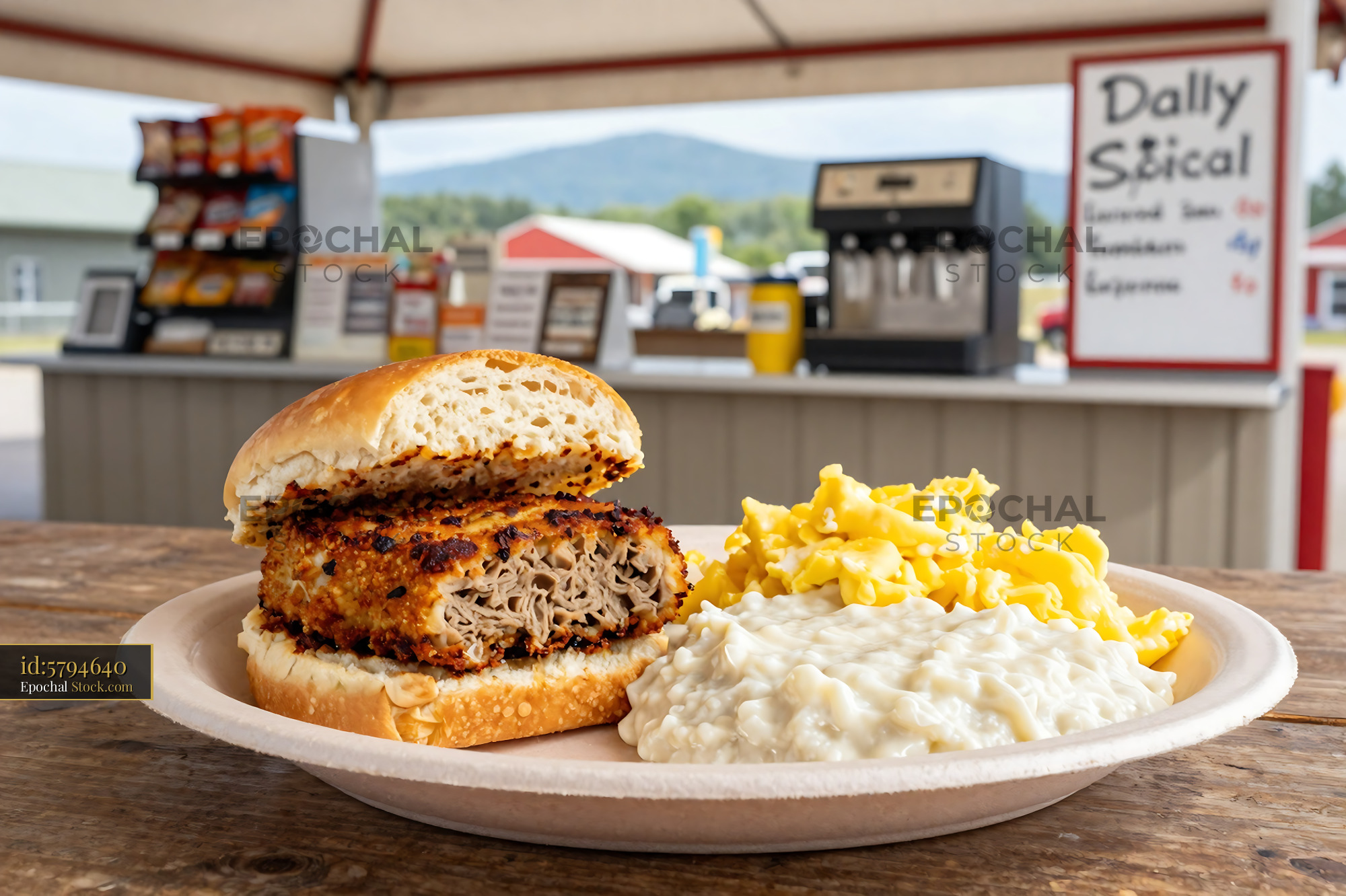 Livermush Sandwich Plate at County Fair Stand - stock photo