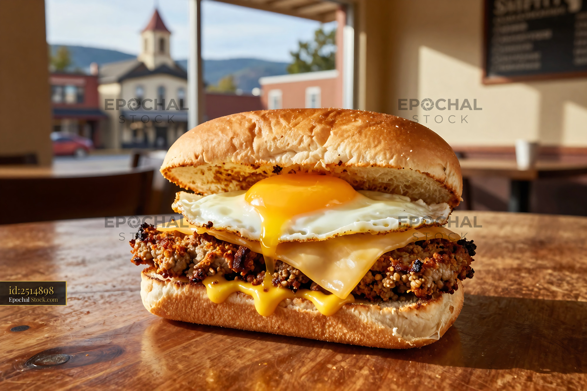Livermush Sandwich with Fried Egg & Cheese - stock photo