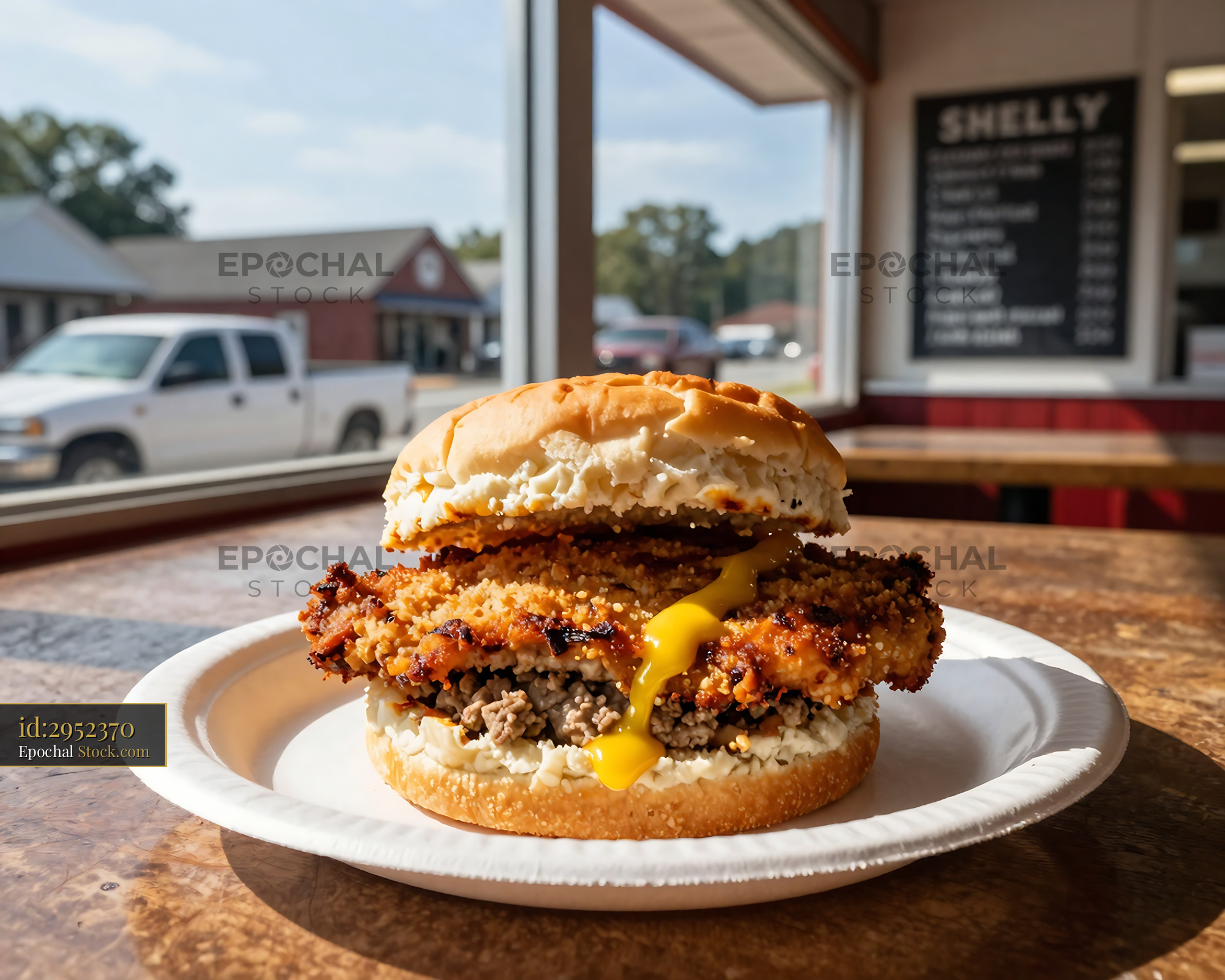 Crispy Livermush Sandwich with Cheese - stock photo
