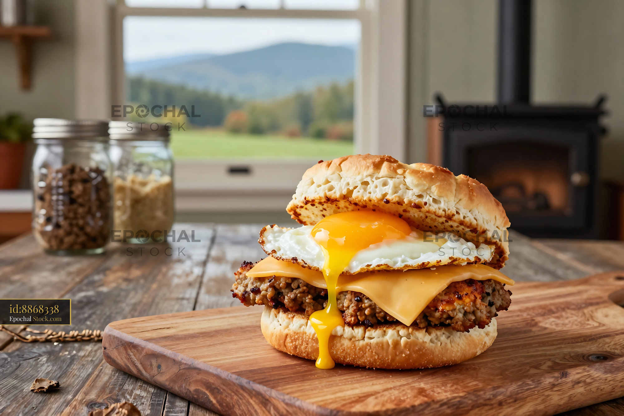 Gourmet Livermush Sandwich With Fried Egg - stock photo