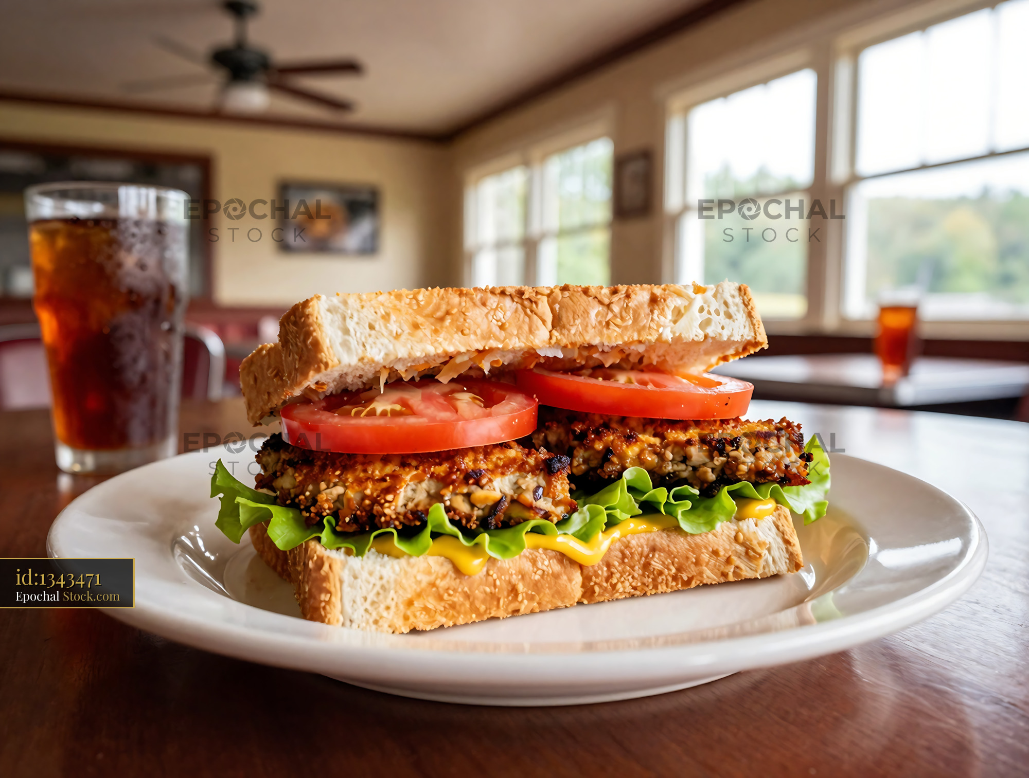 Livermush Sandwich Served in Casual Diner - stock photo